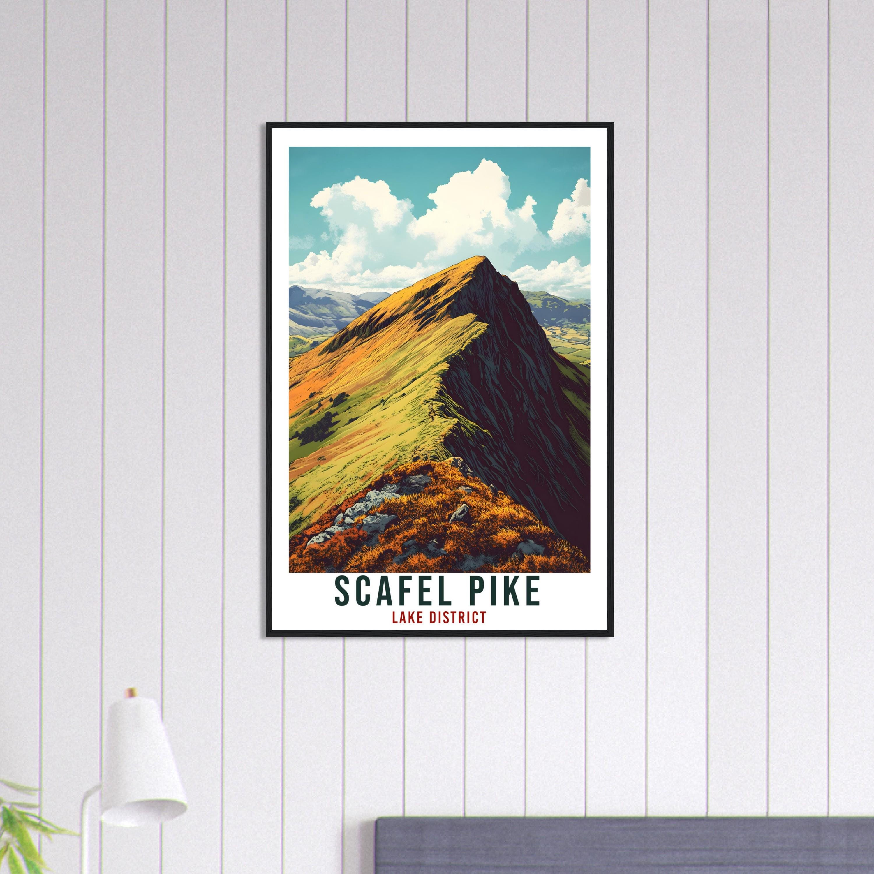 Scafel Pike Travel Print Lake District Home Scafel Pike Mountain Wall Art Wall Hanging Art Lover Lake District Artwork Travel Poster Cumbria