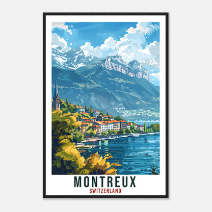 Montreux Travel Print Swiss Wall Art Wall Hanging Home Living Décor Montreux Gift Art Lovers Switzerland Artwork Gift Swiss Travel Poster