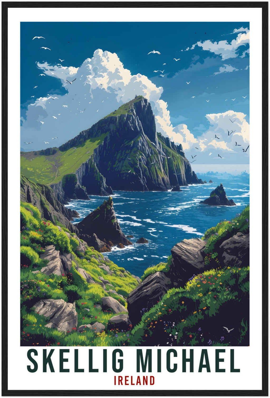 Skellig Michael Travel Print Kerry Ireland Coast Art Home Decoration Wall Art Wall Hanging Art Lover Artwork Ireland Skellig Michael Poster