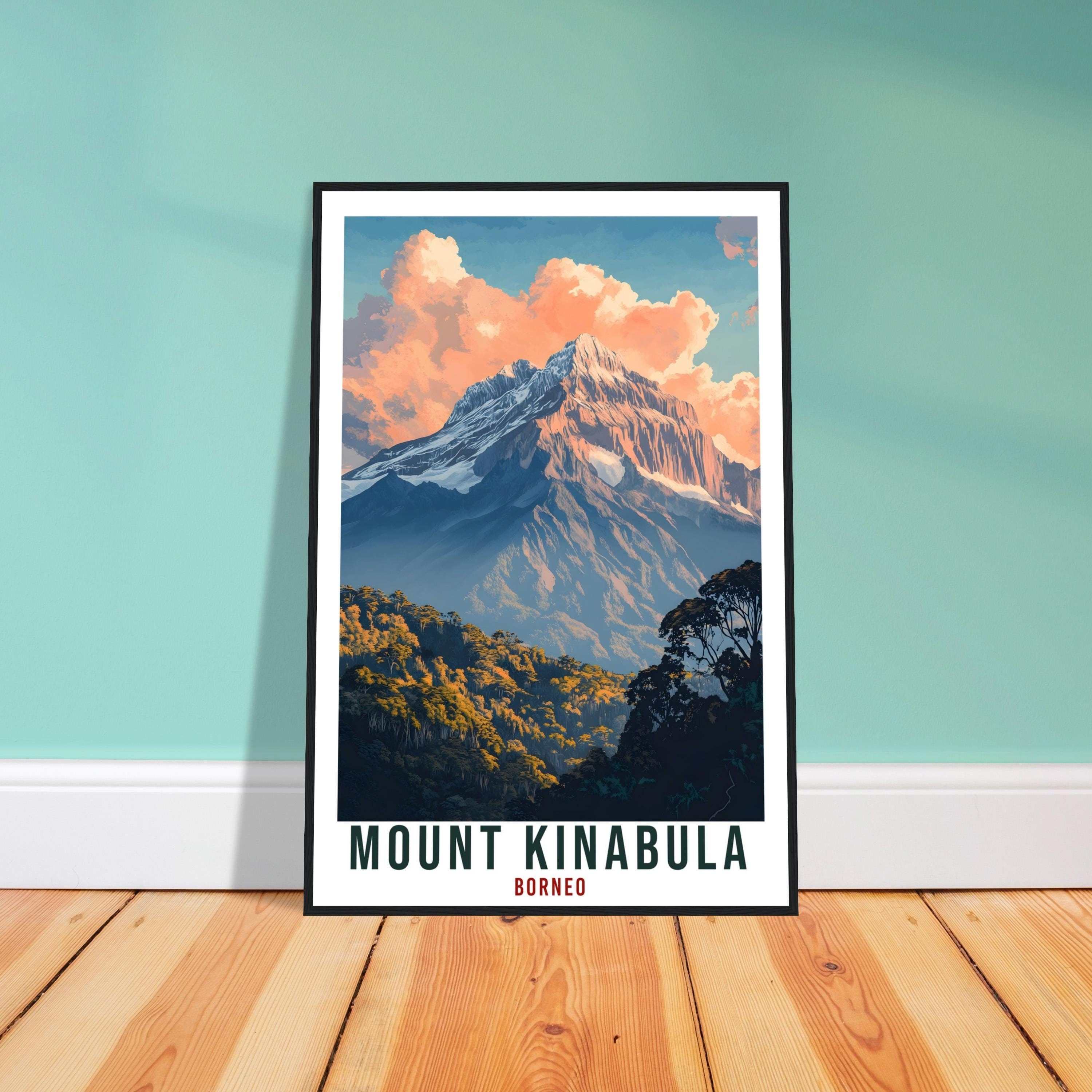 Mount Kinabula Travel Print Borneo Home Decor Wall Art Gift Wall Hanging Art Lover Mount Kinabula Artwork Travel Poster Malaysia Travel Art