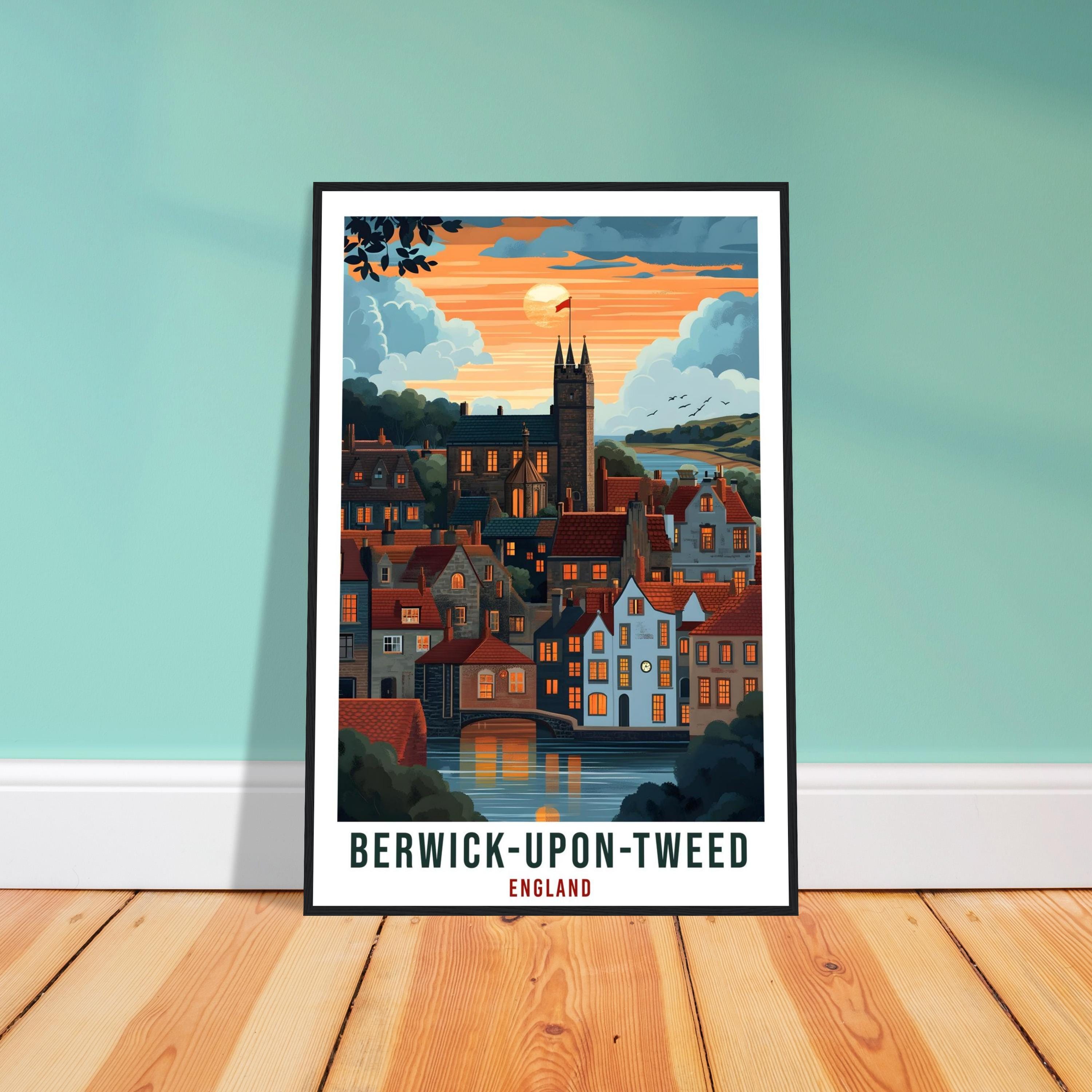 Berwick-Upon-Tweed Travel Print England Wall Art Gift Wall Hanging Art Lover Berwick-Upon-Tweed England Republic Artwork Travel Poster UK