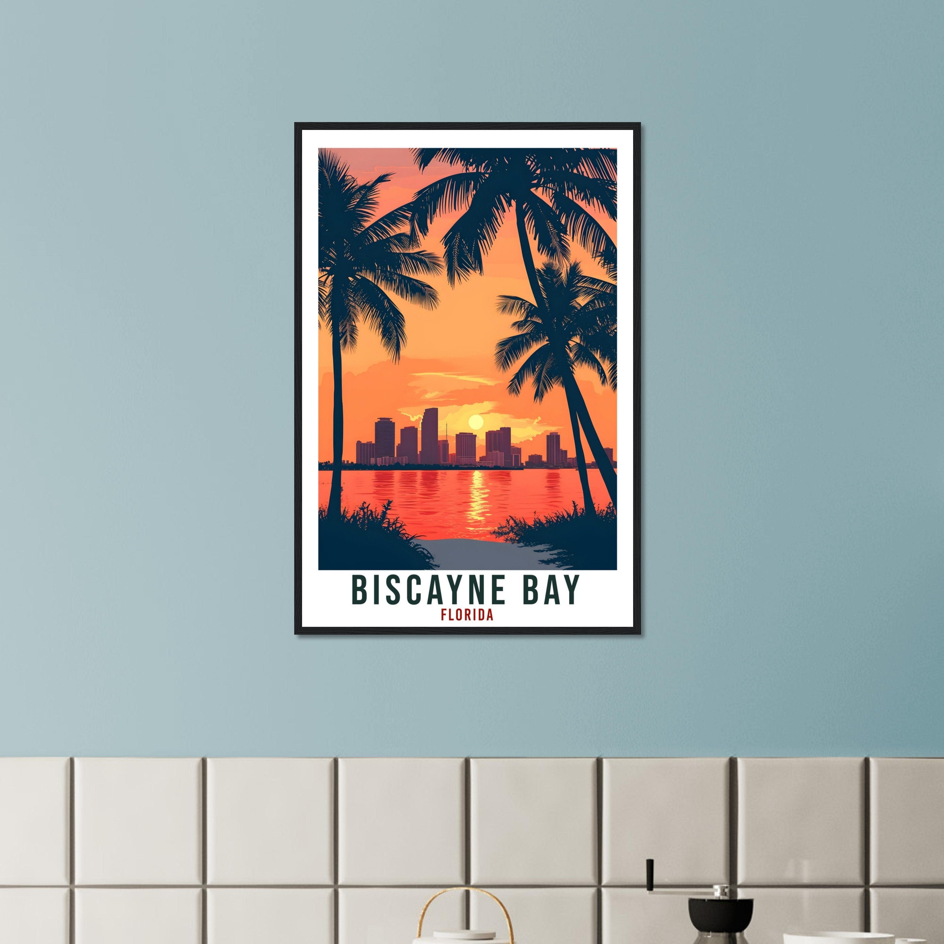 Biscayne Bay Travel Print Florida Home Decoration USA City Wall Art Gift Wall Hanging Art Lover Florida Artwork Biscayne Bay Travel Poster
