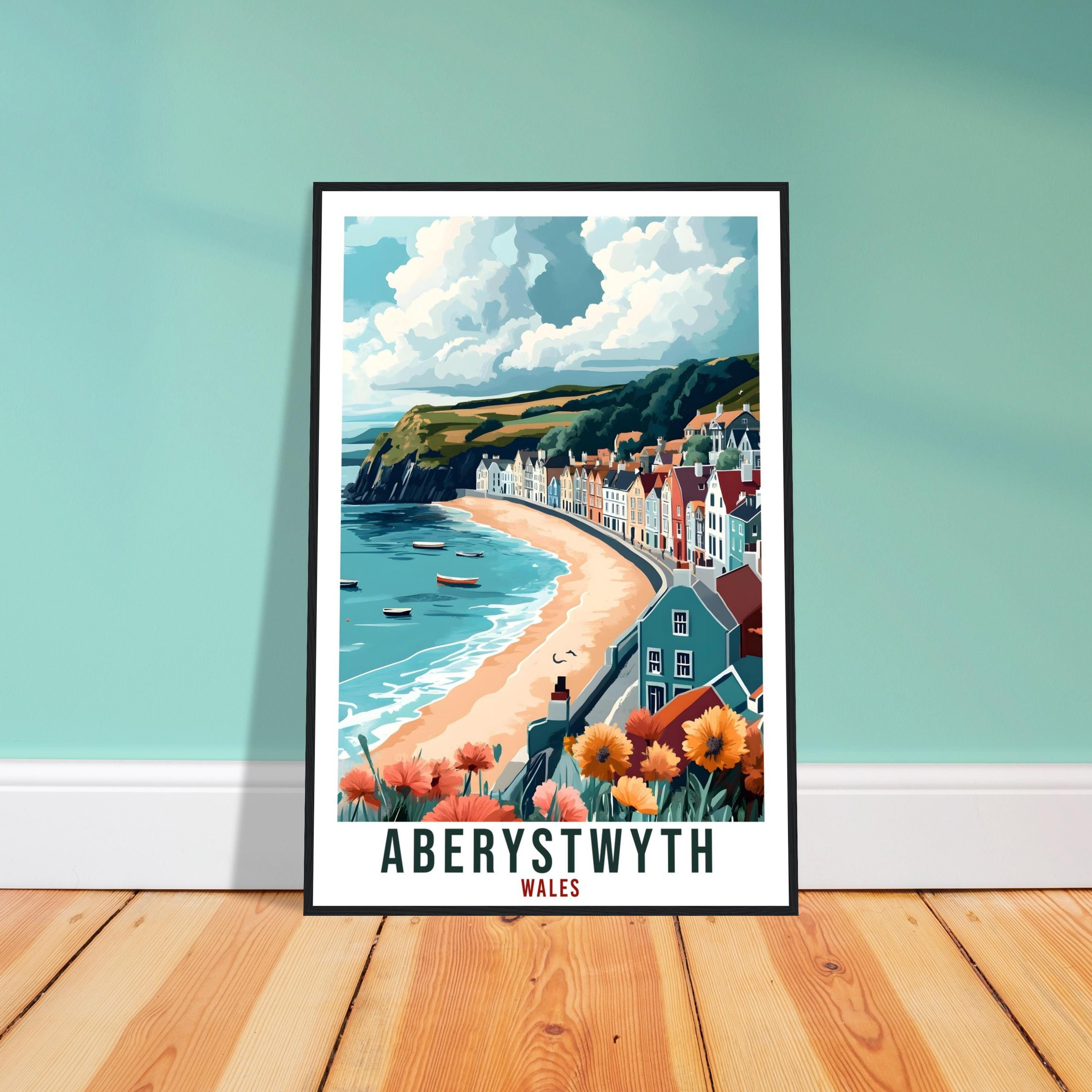 Aberystwyth Travel Print Wales Decor Aberystwyth Wall Art Gift Wall Hanging Art Lover Aberystwyth Wales Artwork Travel Poster UK Travel Art