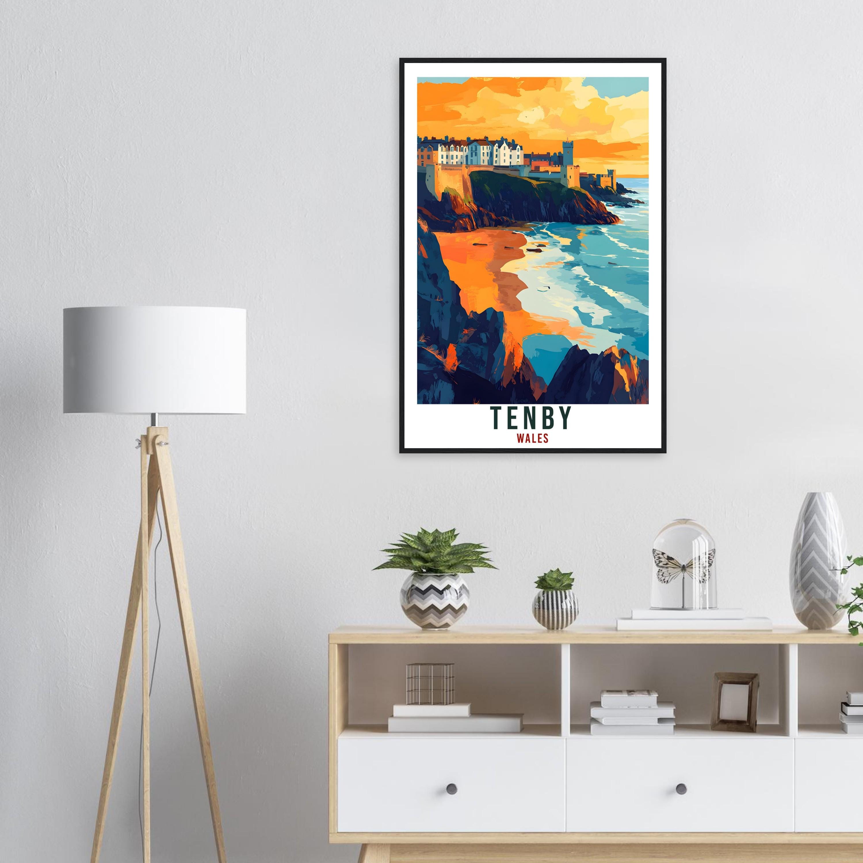 Tenby Travel Print Wales Home Decor Tenby Wall Art Wall Hanging Art Lover Wales Artwork Travel Poster Wales Tenby Travel Artwork Gift