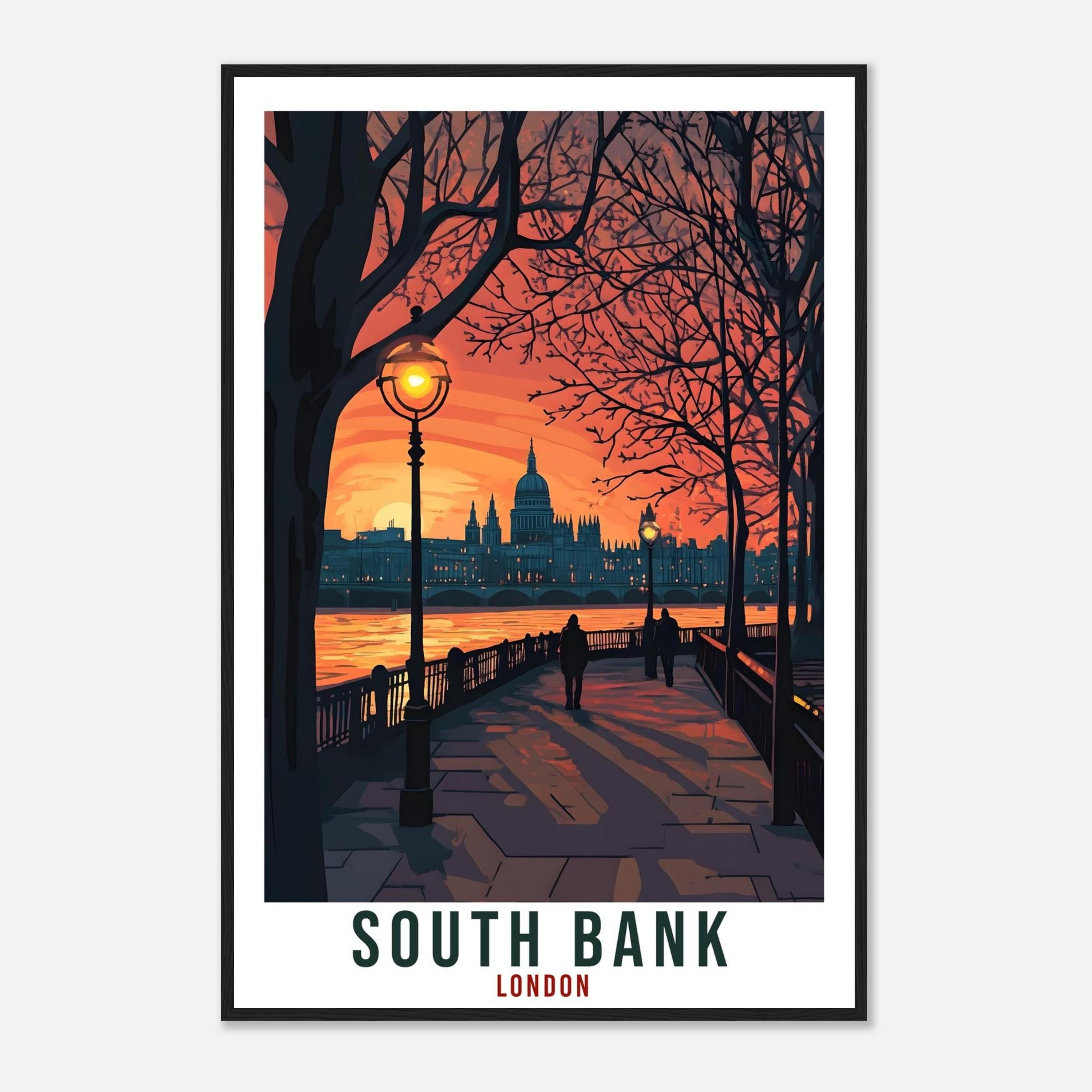 South Bank London Travel Print England London Wall Art Gift Wall Hanging Art Lover South Bank England Artwork Travel Poster UK Travel Art