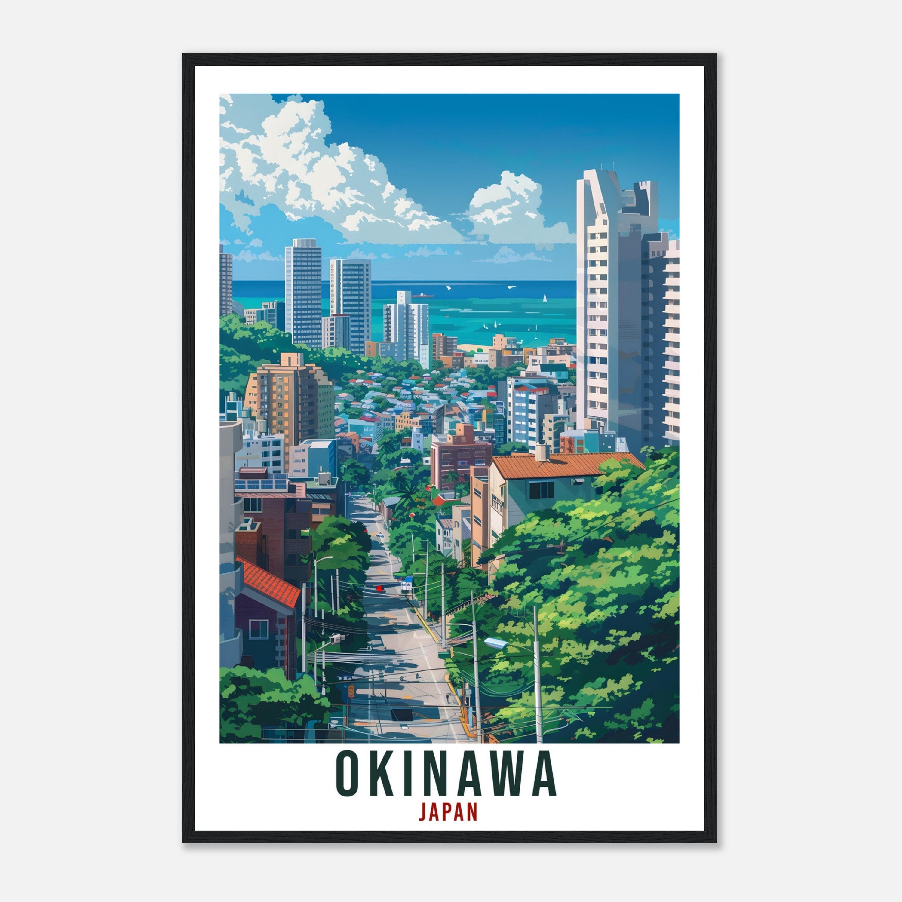 Okinawa Travel Print Japan Home Decoration Wall Art Gift Wall Hanging Art Lover Japanese Artwork Japan Okinawa Travel Poster Cityscape Print