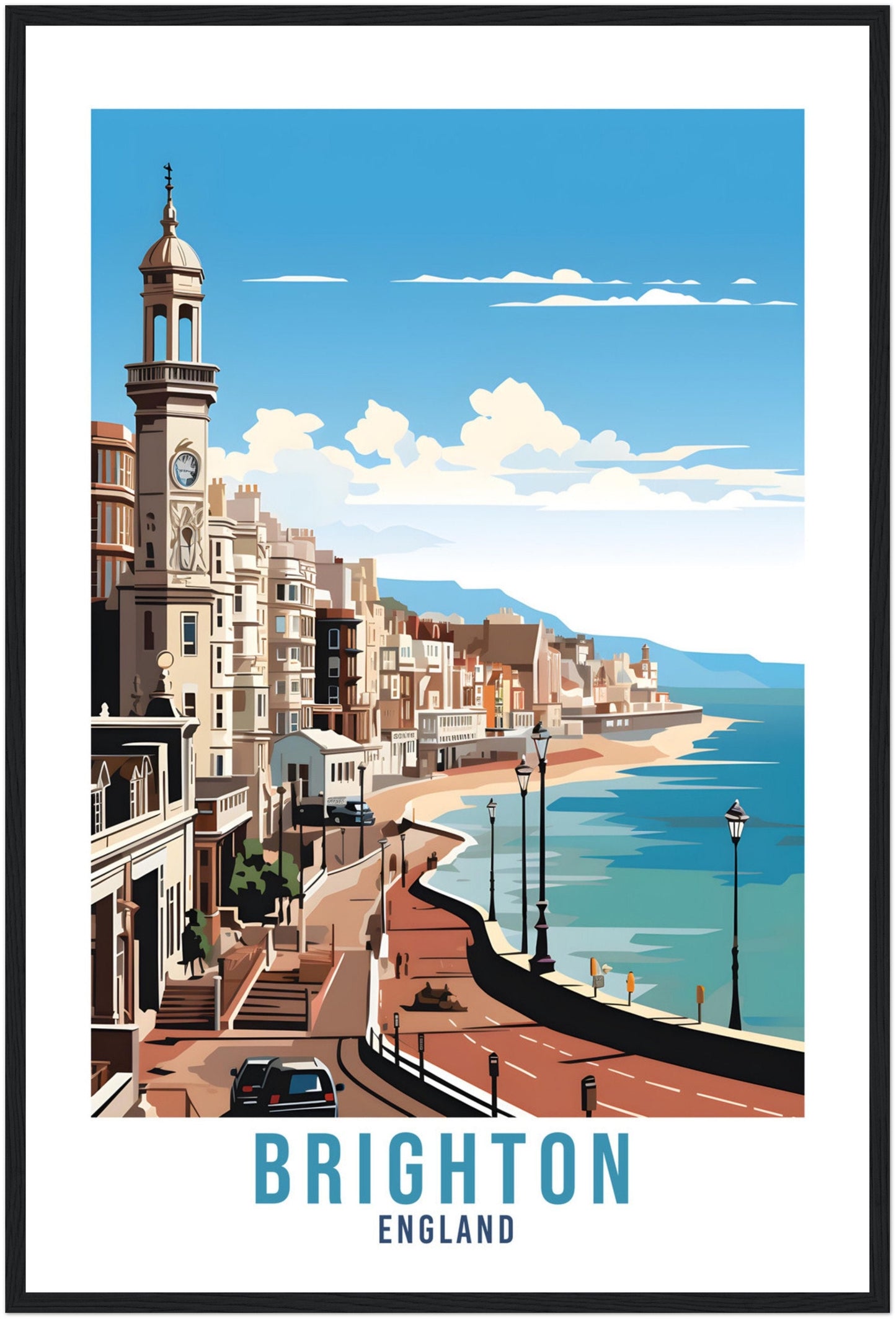 Brighton Travel Print Brighton Seaside Home Decor Coastal Landscape England Nature Wall Hanging Brighton Artwork Gift Brighton Travel Poster