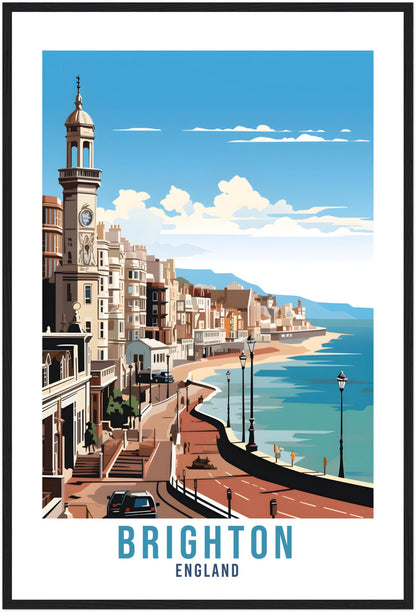 Brighton Travel Print Brighton Seaside Home Decor Coastal Landscape England Nature Wall Hanging Brighton Artwork Gift Brighton Travel Poster