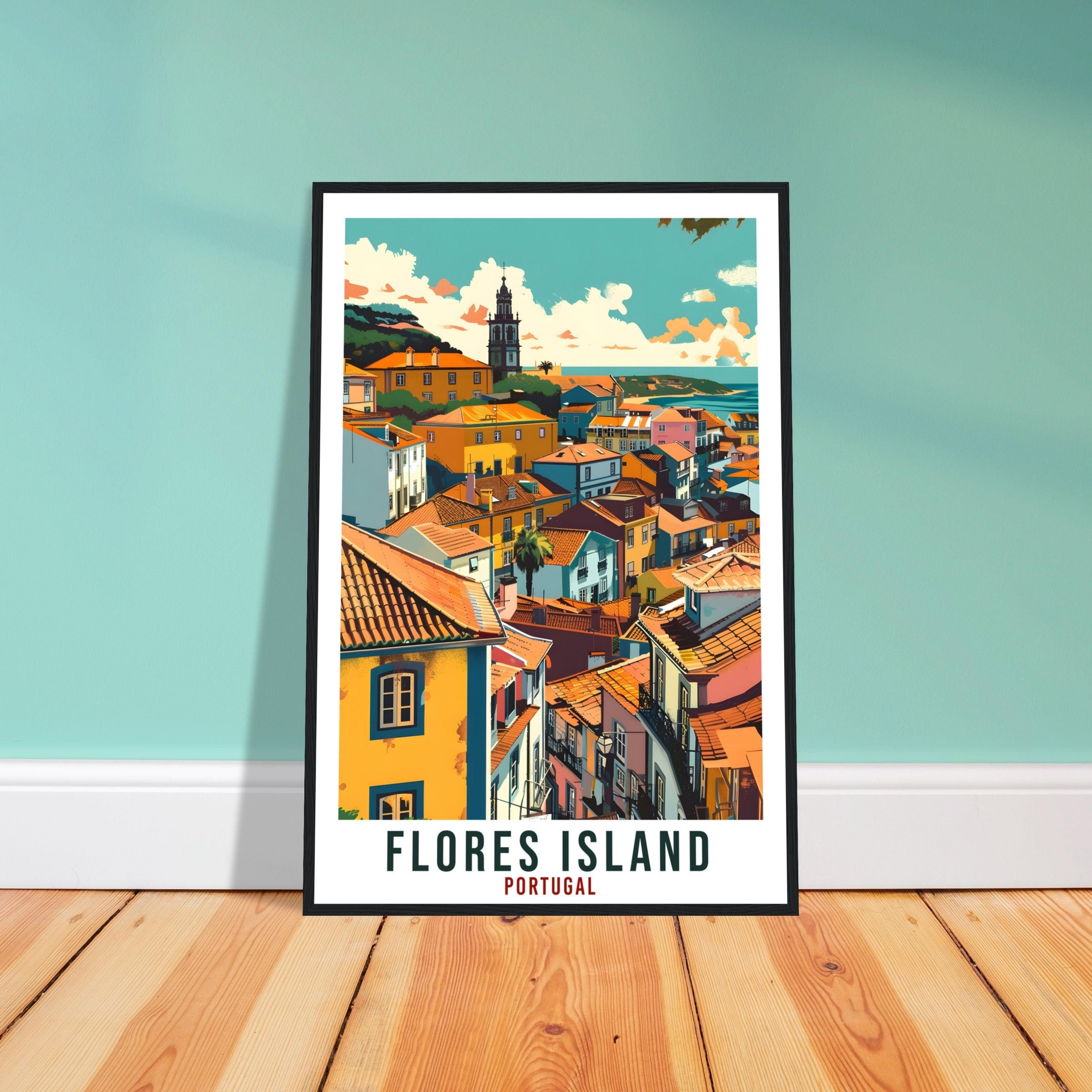 Flores Island Travel Print Portugal Wall Art Wall Hanging Home Décor Flores Island Gift Portugal Artwork Gift Portugal Holiday Travel Poster