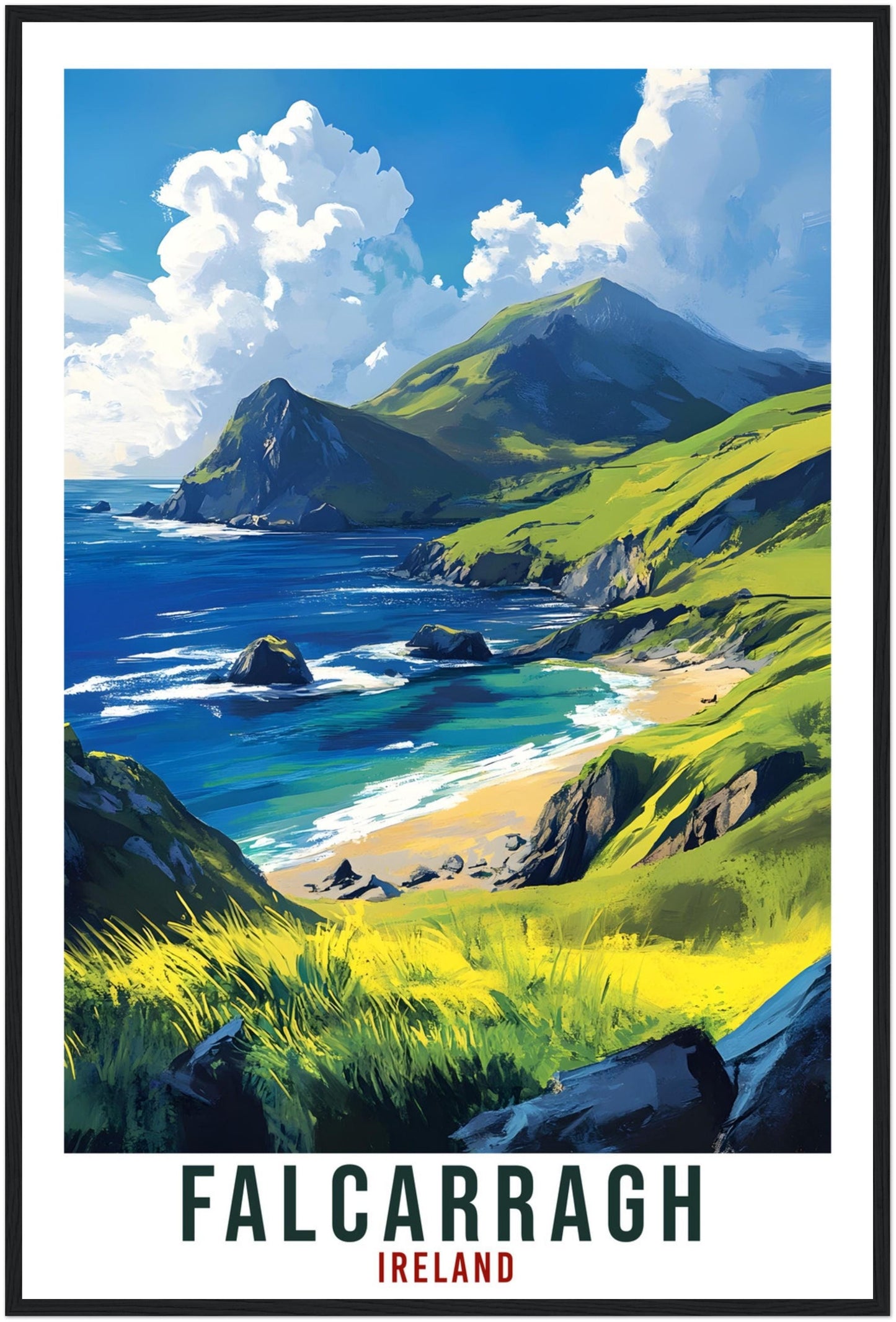 Falcarragh Travel Print Ireland Home Decor Donegal Wall Art Gift Wall Hanging Falcarragh Irish Artwork Travel Poster Ireland Travel Art