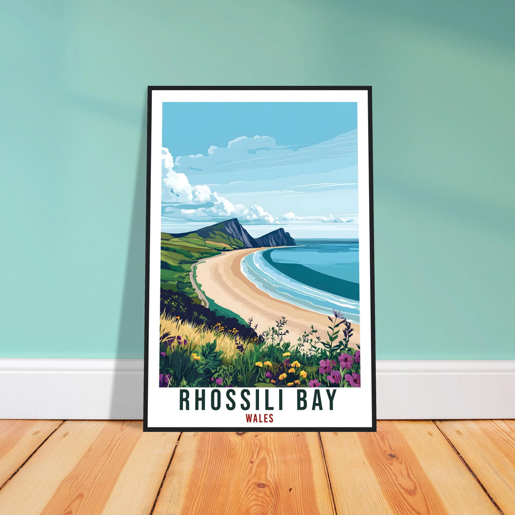 Rhossili Bay Travel Print Wales Home Decor Rhossili Bay Wall Art Wall Hanging Art Lover Wales Artwork Travel Poster Rhossili Bay Travel Art