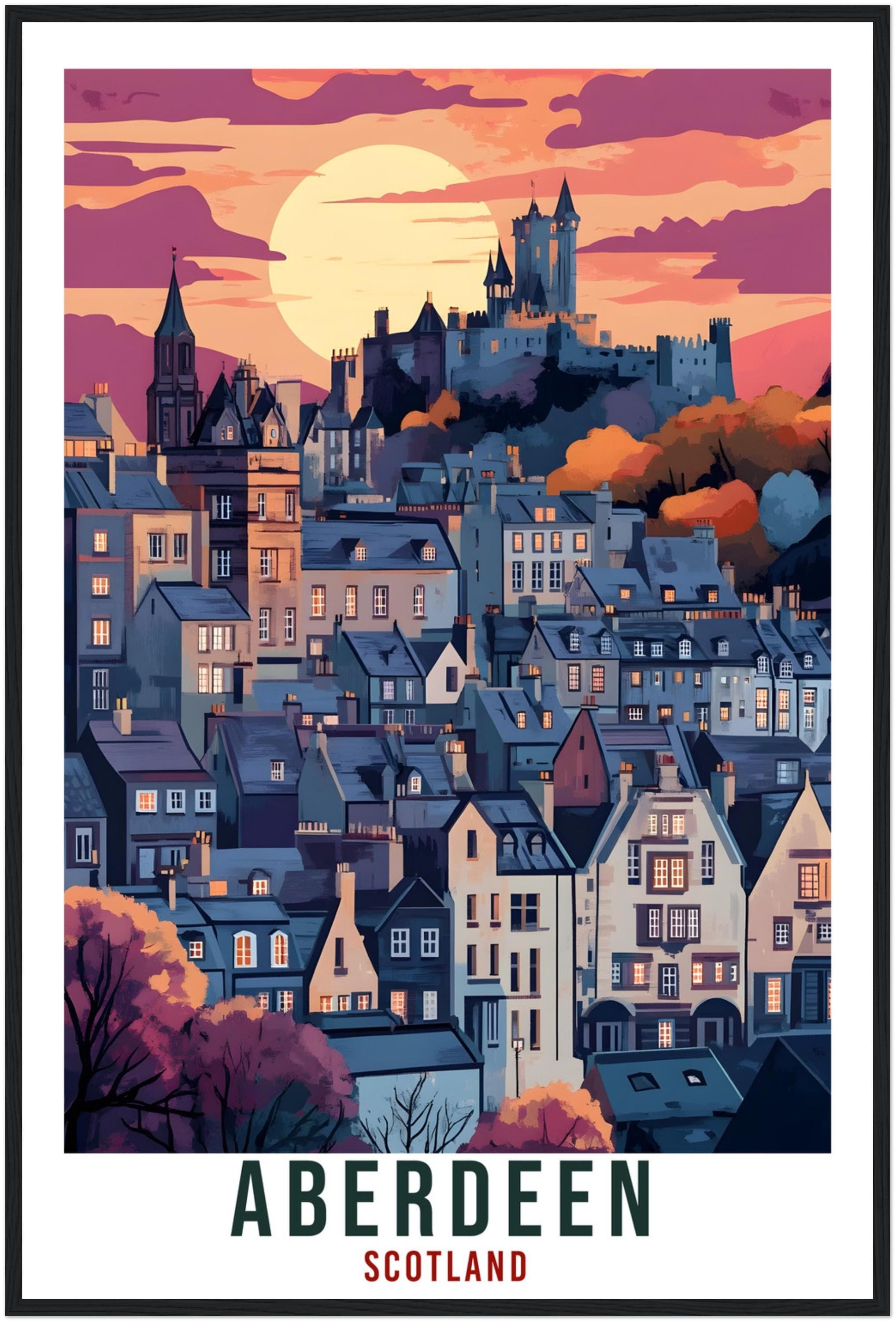 Aberdeen Travel Print Scotland Home Decor Aberdeen Wall Art Wall Hanging Art Lover Scotland Artwork Travel Poster Aberdeen Travel Art Gift