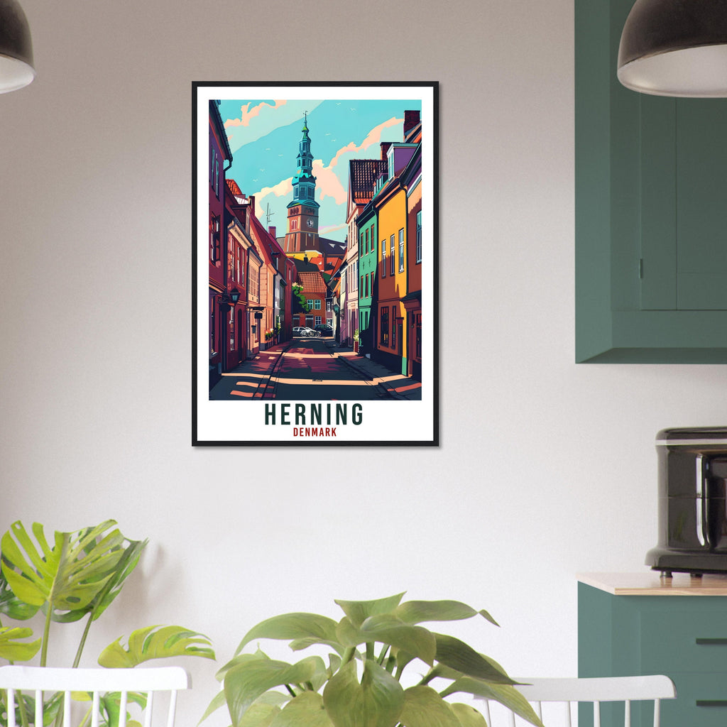 Herning Travel Print Denmark Wall Art Wall Hanging Home Living Décor Herning Gift Art Lovers Gift Denmark Artwork Gift Danish Travel Poster