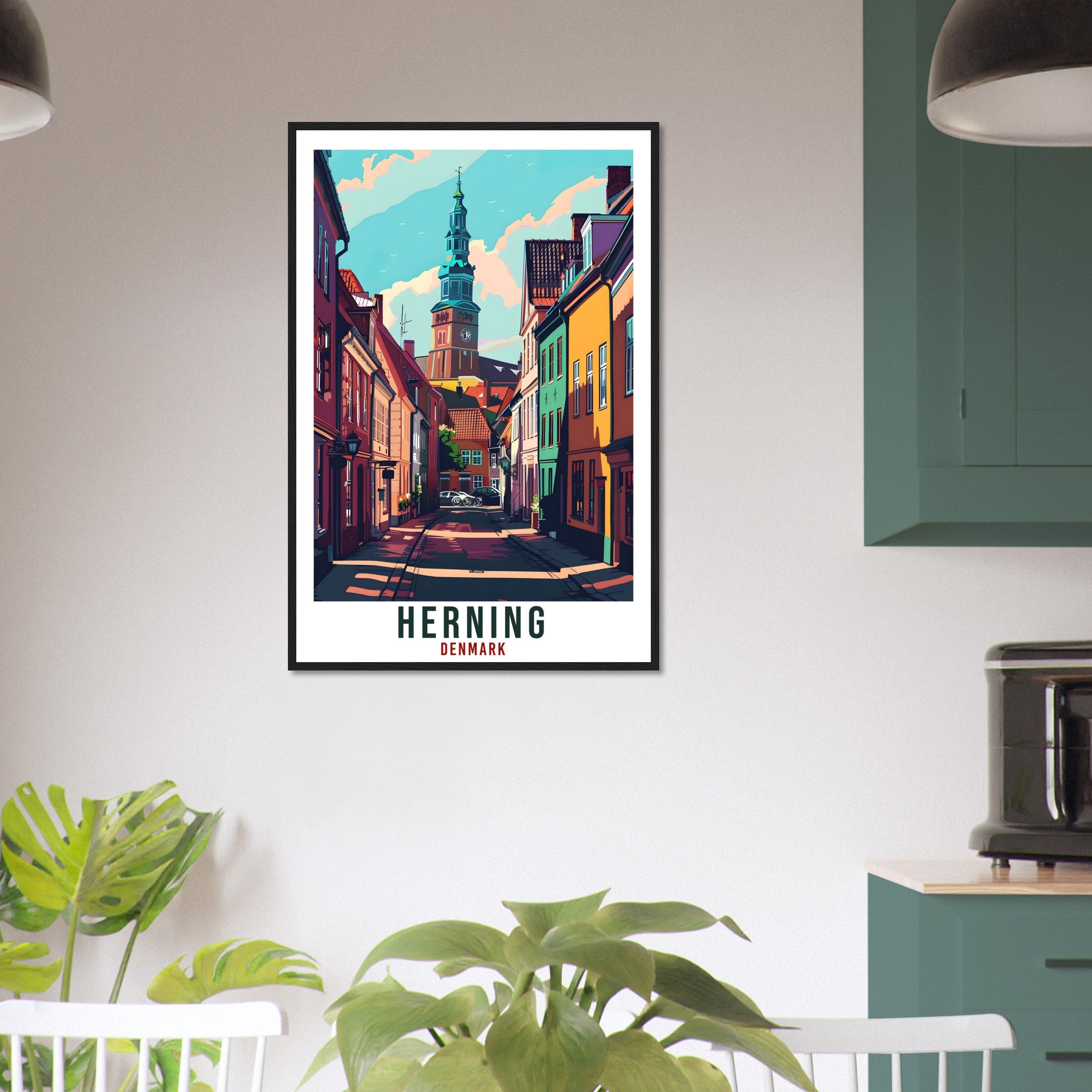 Herning Travel Print Denmark Wall Art Wall Hanging Home Living Décor Herning Gift Art Lovers Gift Denmark Artwork Gift Danish Travel Poster
