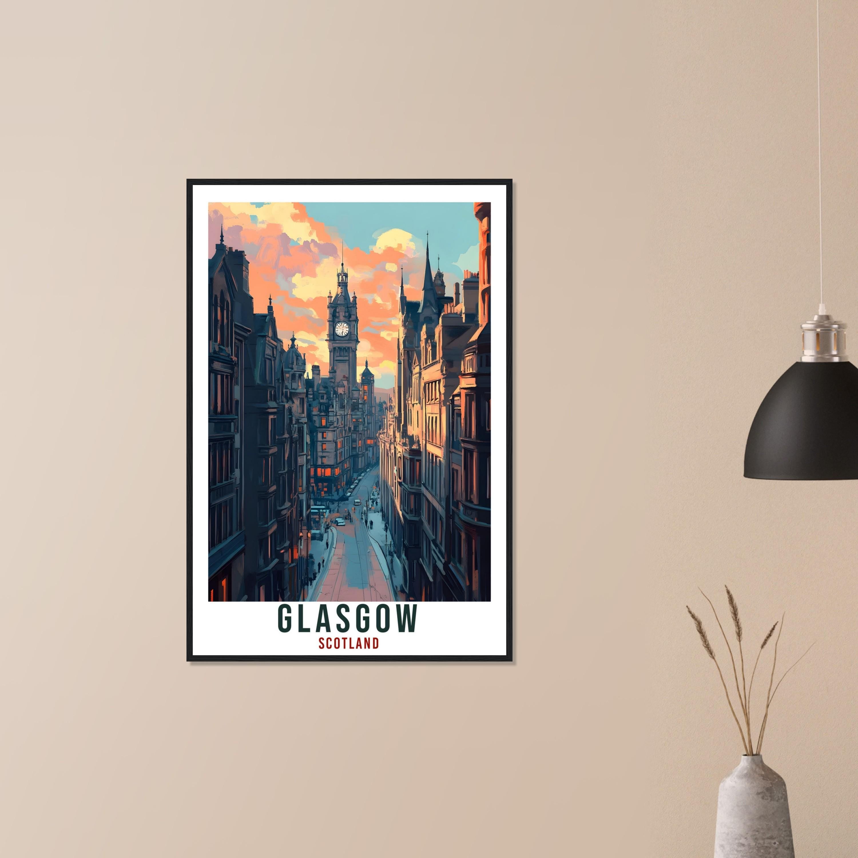 Glasgow Travel Print Scotland Home Decor Glasgow Wall Art Wall Hanging Art Lover Scotland Artwork Travel Poster Glasgow City Travel Art