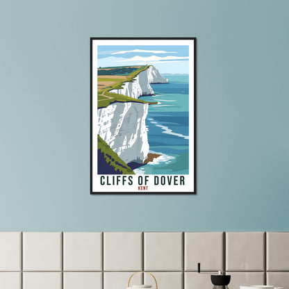 Cliffs Of Dover Travel Poster English Wall Art Home Decor Wall Hanging Travel Art Gift Cliffs Of Dover Travel Print Kent Landscape Artwork