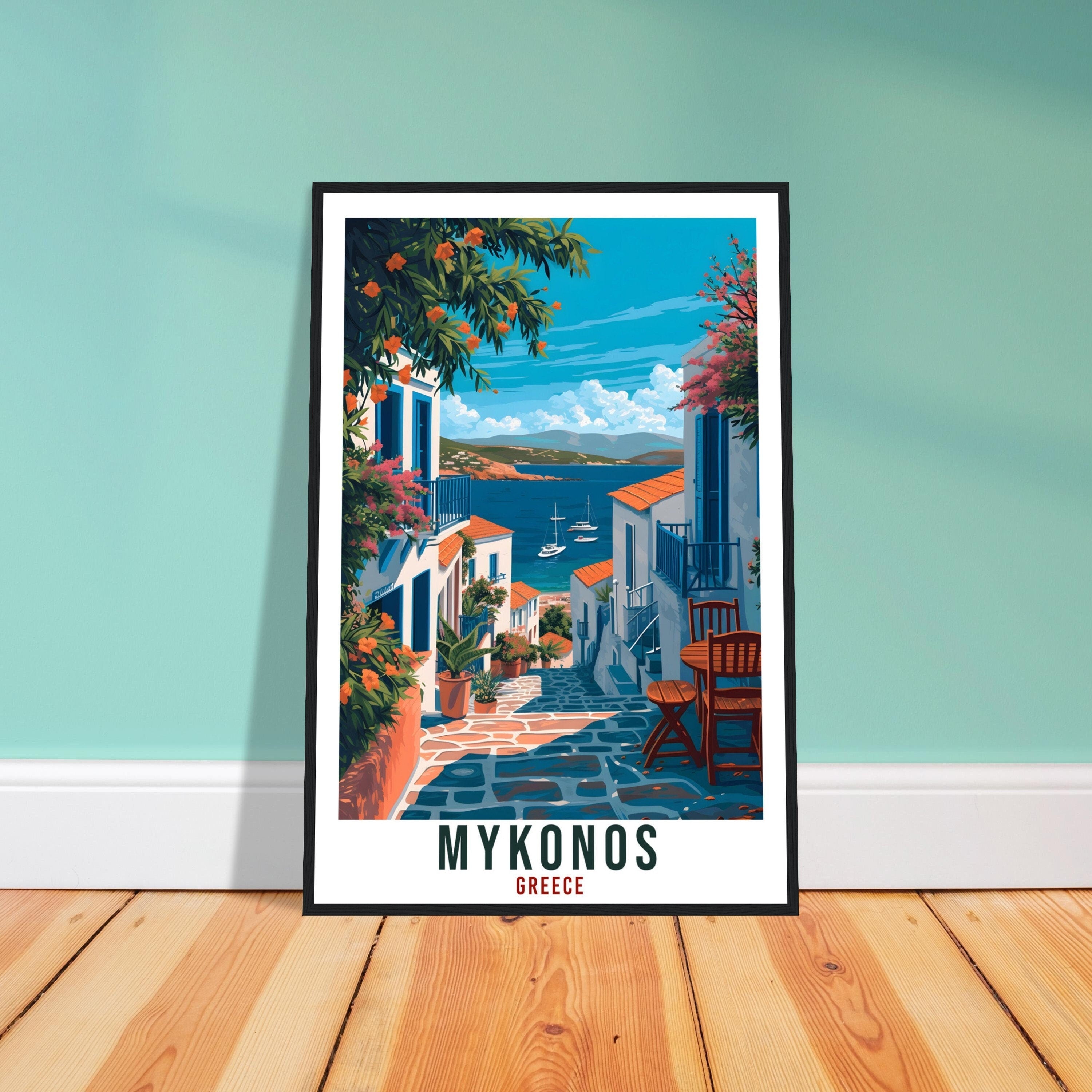 Mykonos Travel Print Greece Home Decoration Mykonos Greek Island Wall Art Gift Wall Hanging Art Lover Greece Artwork Mykonos Travel Poster