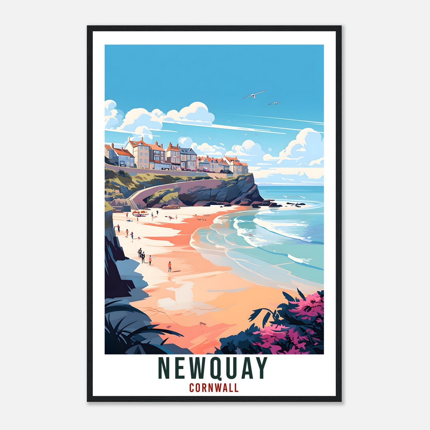 Newquay Travel Print Cornwall Wall Art Home Decor Wall Hanging Travel Art Gift Newquay Travel Poster England Coastal Artwork Art Lover Gift