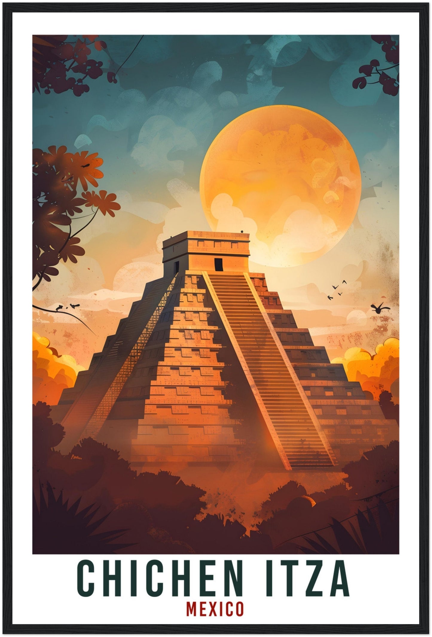 Chichen Itza Mexico Travel Print Mexico Wall Art Wall Hanging Home Décor Chichen Itza Mexico Landmark Artwork South America Travel Poster