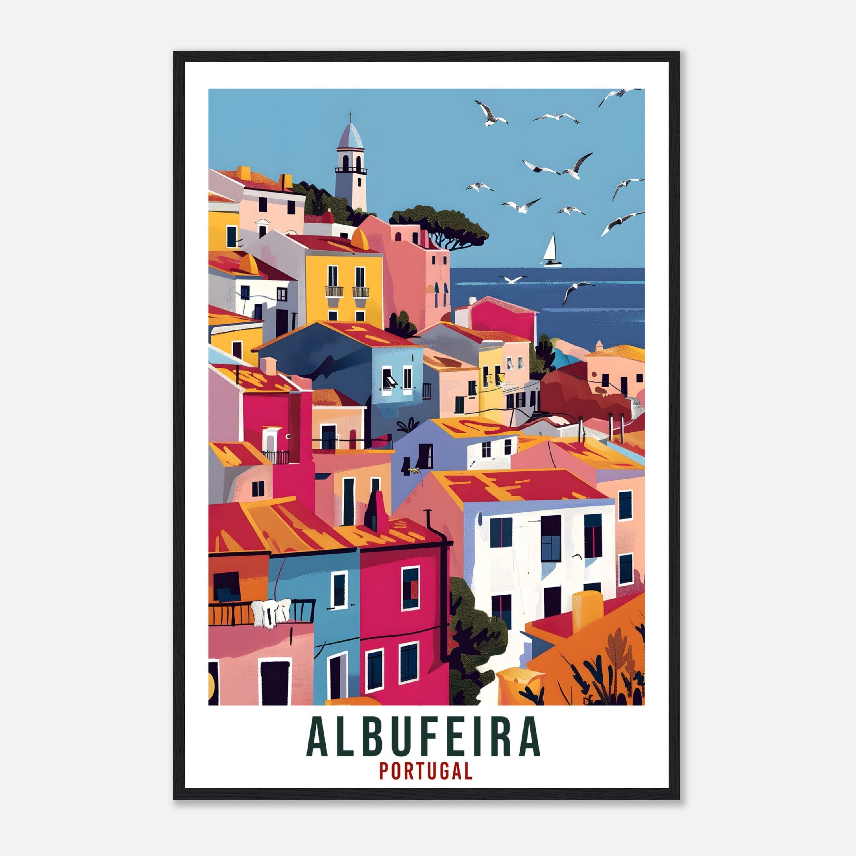Albufeira Travel Print Portugal Wall Art Wall Hanging Home Décor Albufeira Gift Portugal Landmark Artwork Portugal Albufeira Travel Poster
