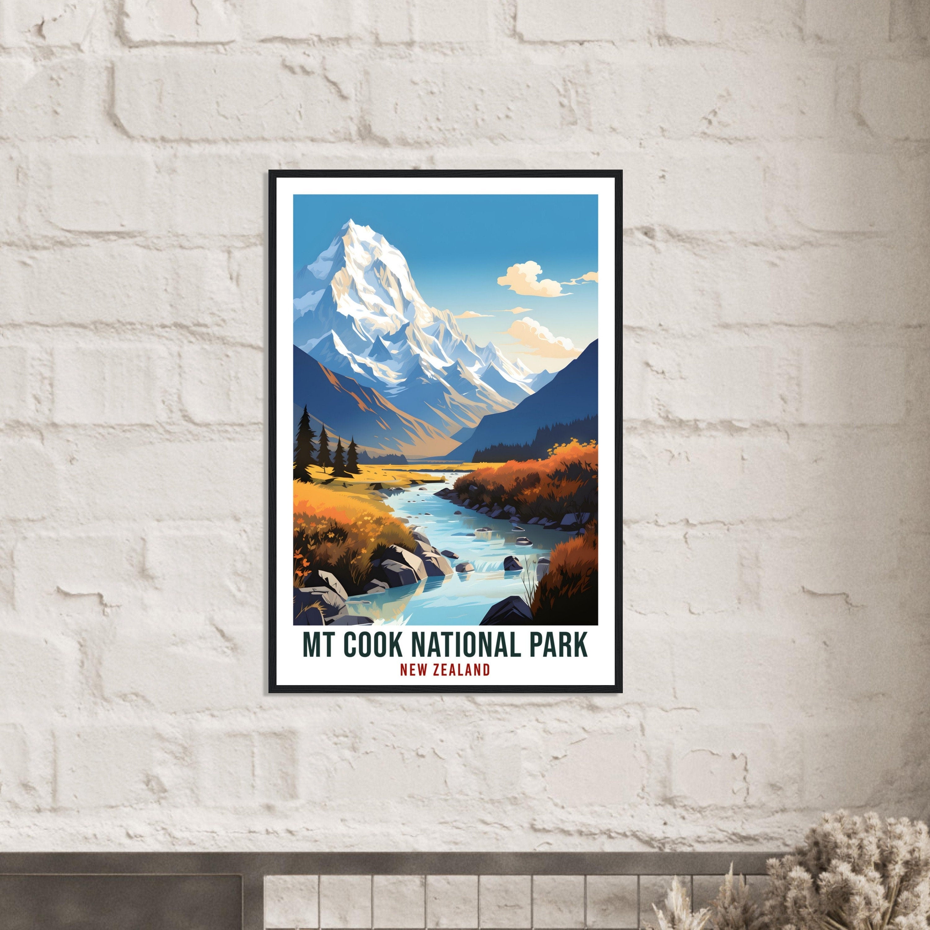 Mt Cook Travel Print Wall Art Mt Cook National Park New Zealand Artwork Mt Cook Art Gifts Mt Cook Travel Poster New Zealand Art Lovers Gift