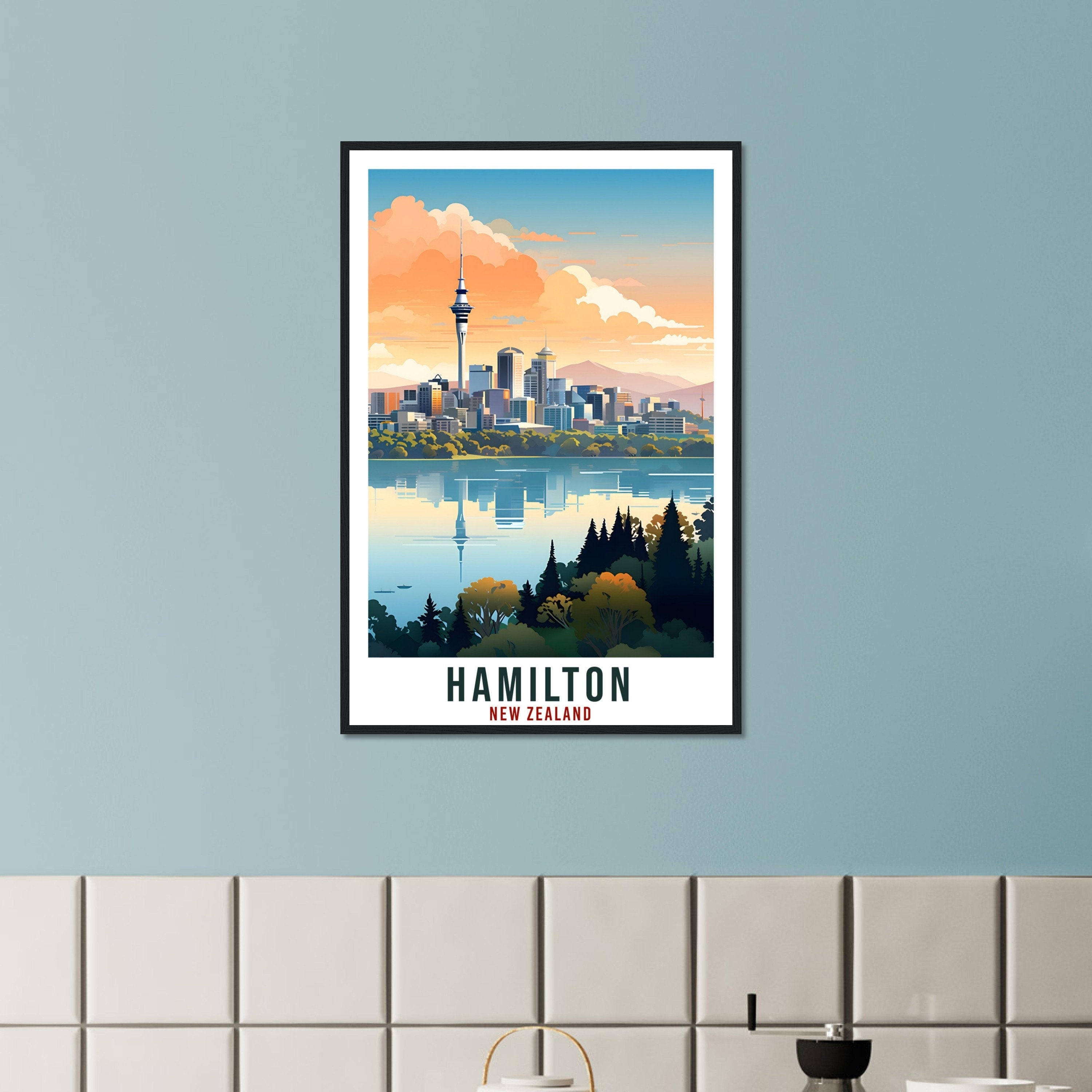 Hamilton Travel Print Wall Art Hamilton New Zealand City Landscape Artwork Hamilton Art Gifts Hamilton Travel Poster New Zealand Art Lovers