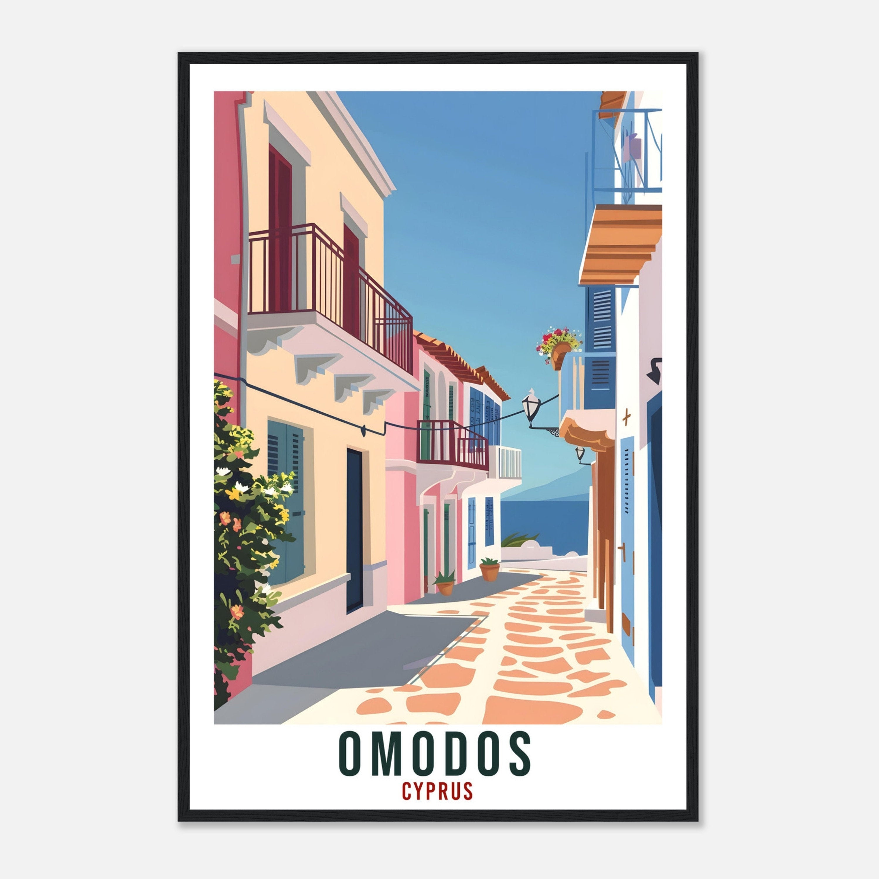 Omodos Cyprus Travel Print Cyprus Wall Art Wall Hanging Home Décor Omodos Gift Cyprus Landmark Artwork Gift Cyprus Holiday Travel Poster