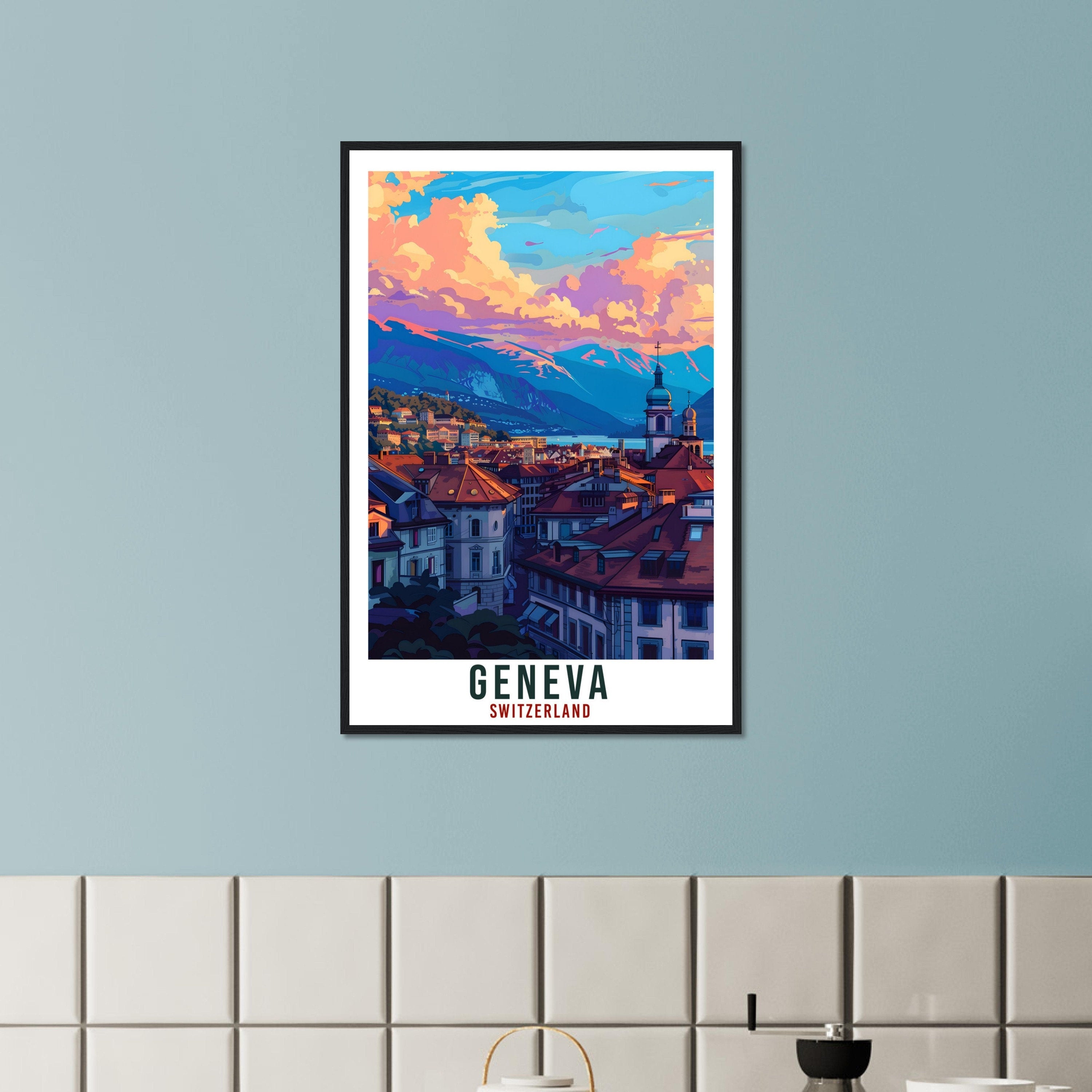 Geneva Travel Print Swiss Wall Art Wall Hanging Home Living Décor Geneva Gift Art Lovers Gift Switzerland Artwork Gift Swiss Travel Poster