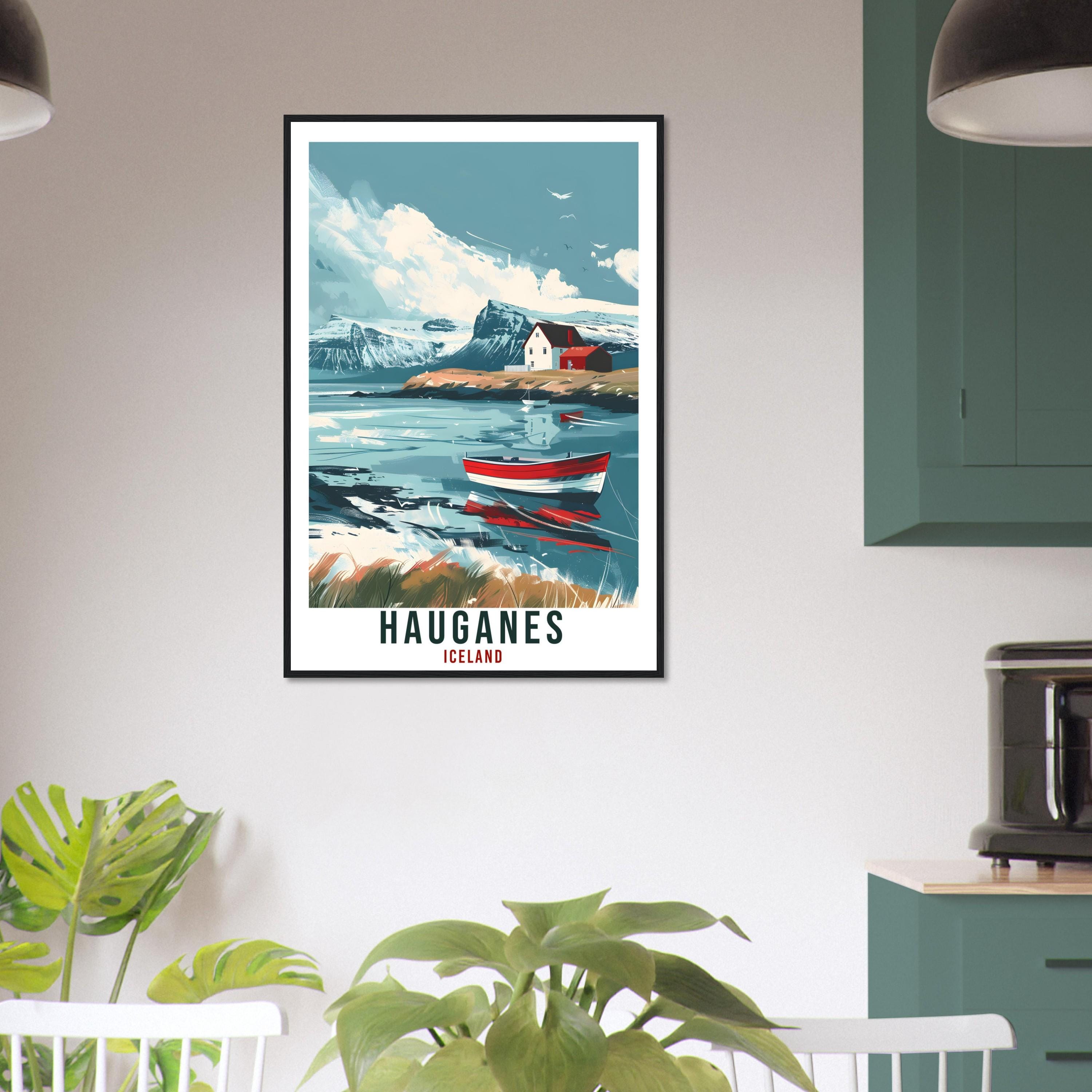 Hauganes Iceland Travel Print Wall Art Wall Hanging Home Décor Hauganes Gift Travel Art Iceland Artwork City Landscape Travel Poster