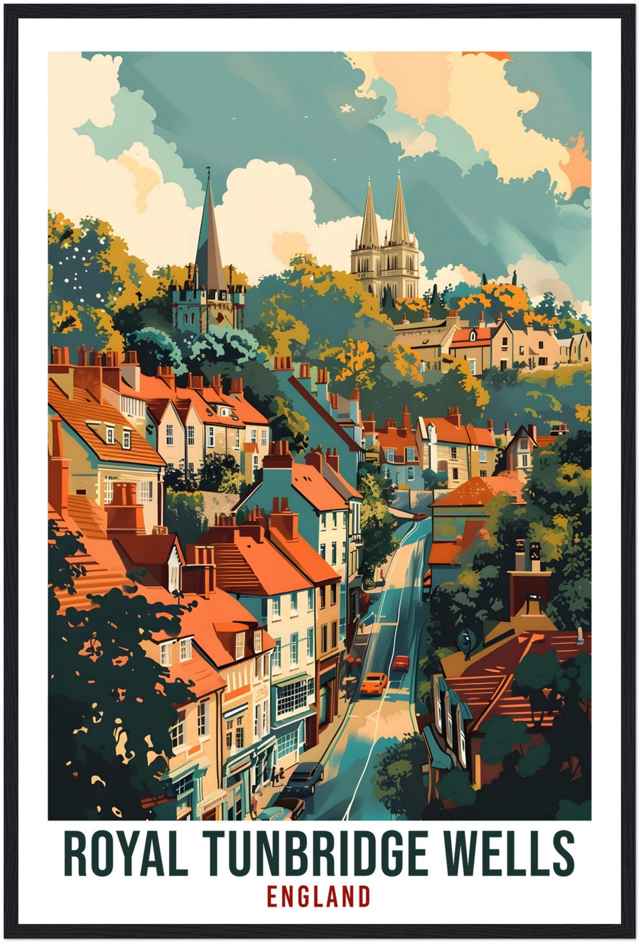 Royal Tunbridge Wells Travel Print Wall Art Wall Hanging Home Living Décor Tunbridge Wells Gift Art Lovers UK Artwork England Travel Poster