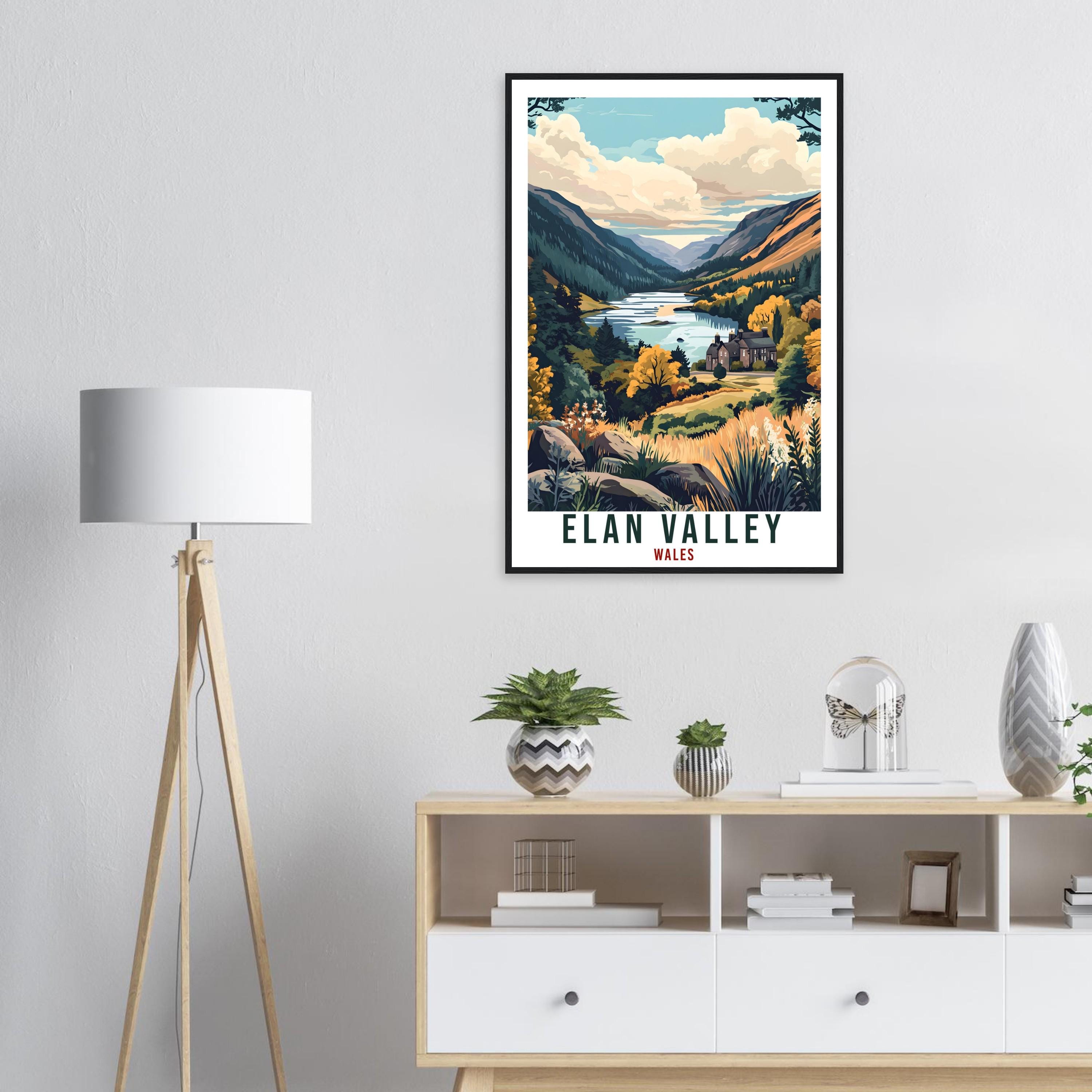 Elan Valley Travel Print Wales Home Decor Elan Valley Wall Art Wall Hanging Art Lover Wales Artwork Travel Poster Elan Valley Travel Art