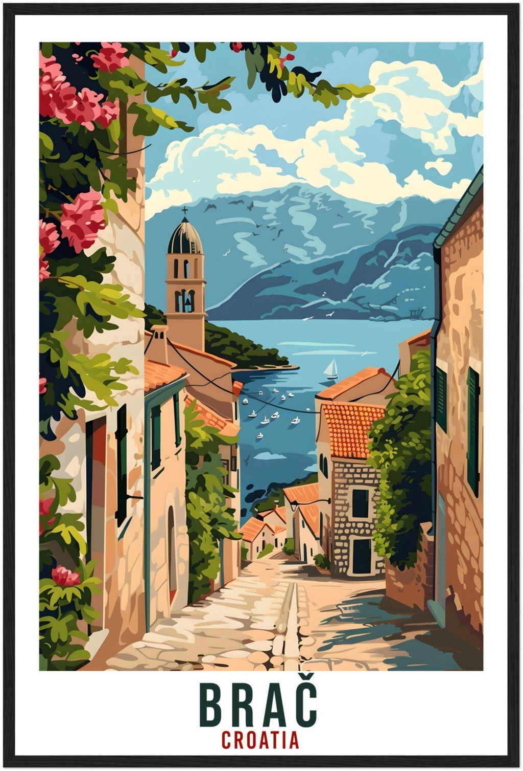 Brač Travel Print Croatia Wall Art Wall Hanging Home Décor Brač Gift Croatia Landmark Artwork Gift Brač Island Croatia Holiday Travel Poster