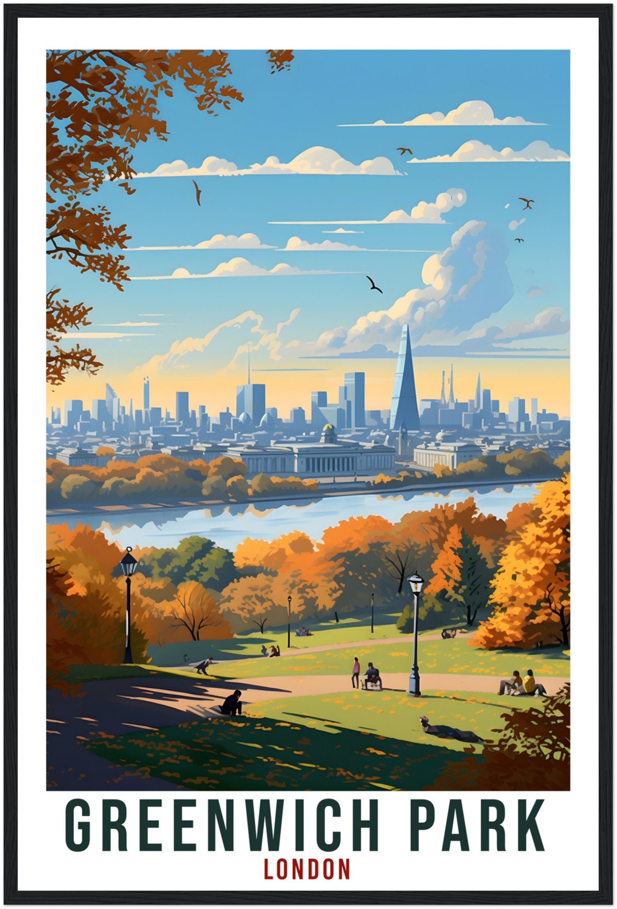 Greenwich Park London Travel Print English Wall Art Wall Hanging Travel Art Gift Greenwich Travel Poster London City Artwork Art Lover Gift