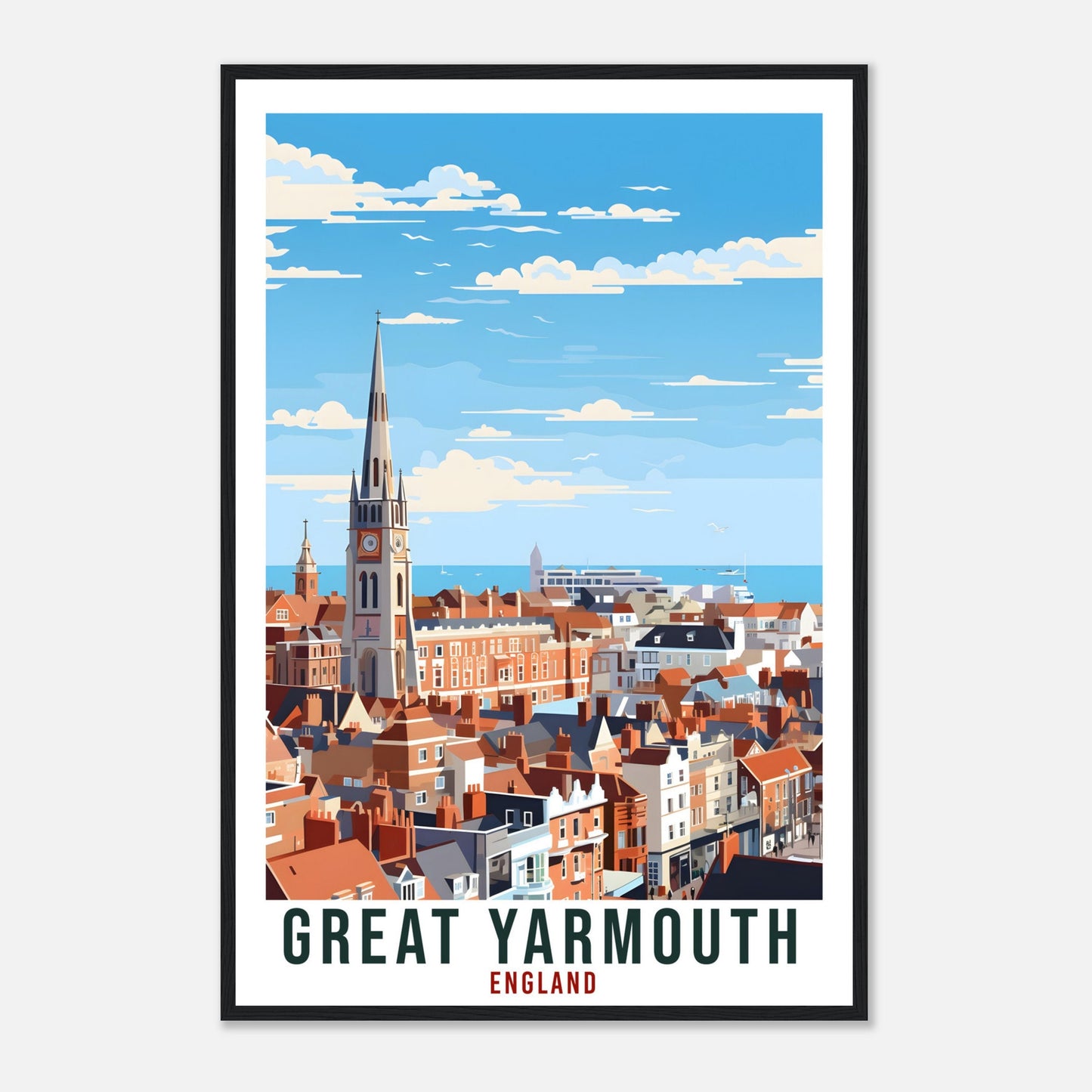 Great Yarmouth Travel Print Wall Art Wall Hanging Home Living Décor Great Yarmouth Gift Art Lovers Gift Artwork Gift England Travel Poster