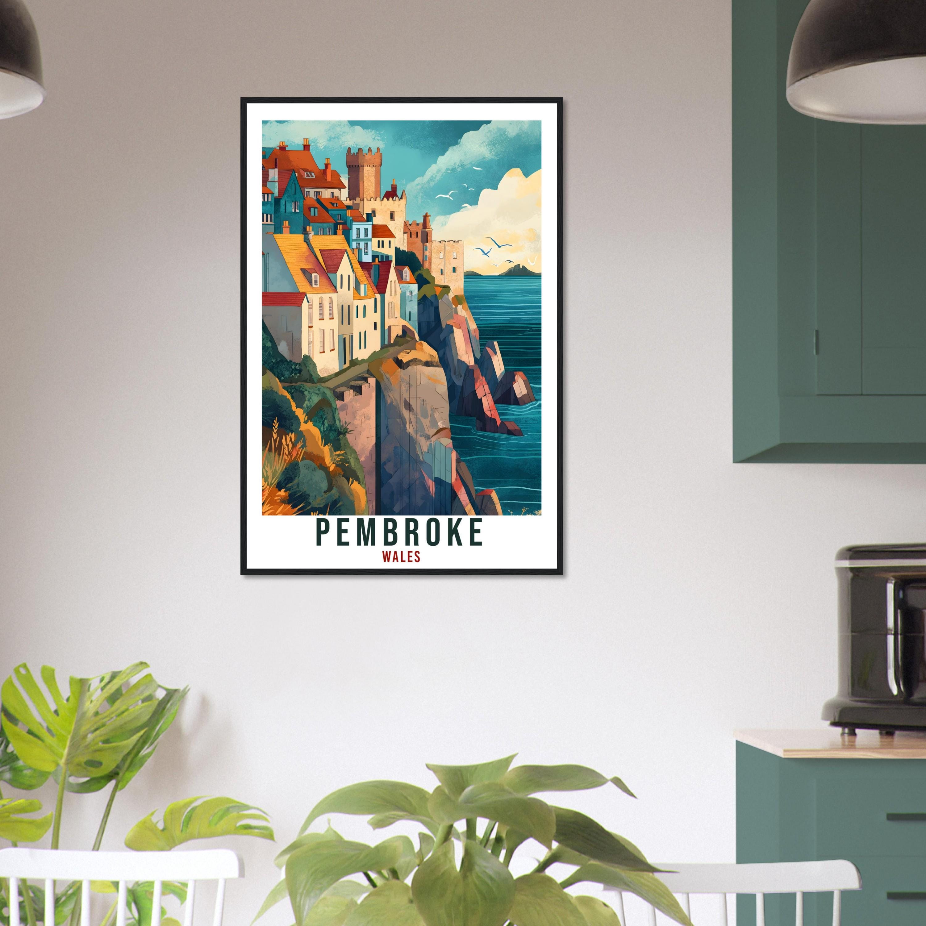 Pembroke Travel Print Wales Home Decor Pembroke Wall Art Wall Hanging Art Lover Wales Artwork Travel Poster Pembroke Travel Art Gift