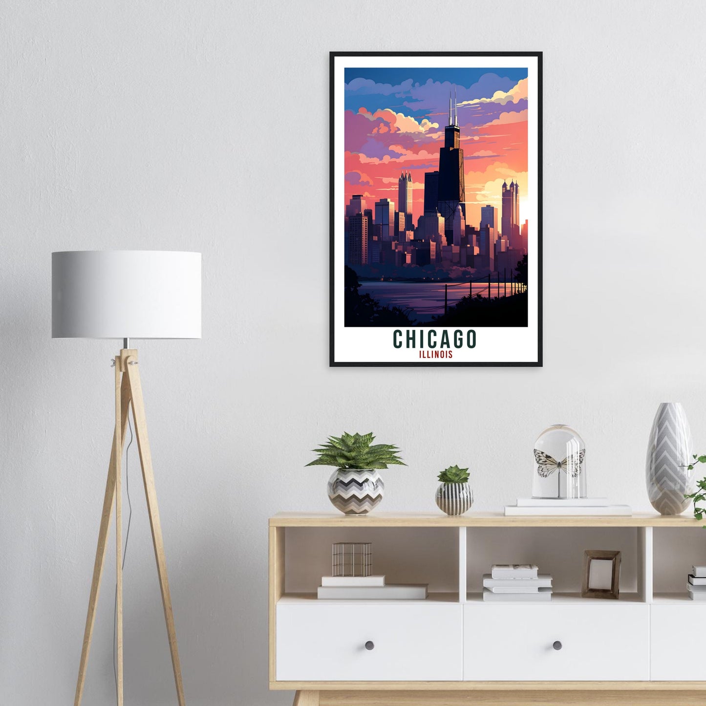 Chicago Travel Print Illinois Home Decoration USA City Wall Art Gift Wall Hanging Art Lover Illinois Artwork Chicago Travel Poster
