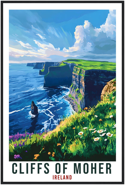 Cliffs Of Moher Travel Print Ireland Home Decor Cliffs Of Moher Wall Art Wall Hanging Irish Artwork Poster Cliffs Of Moher Ireland Travel