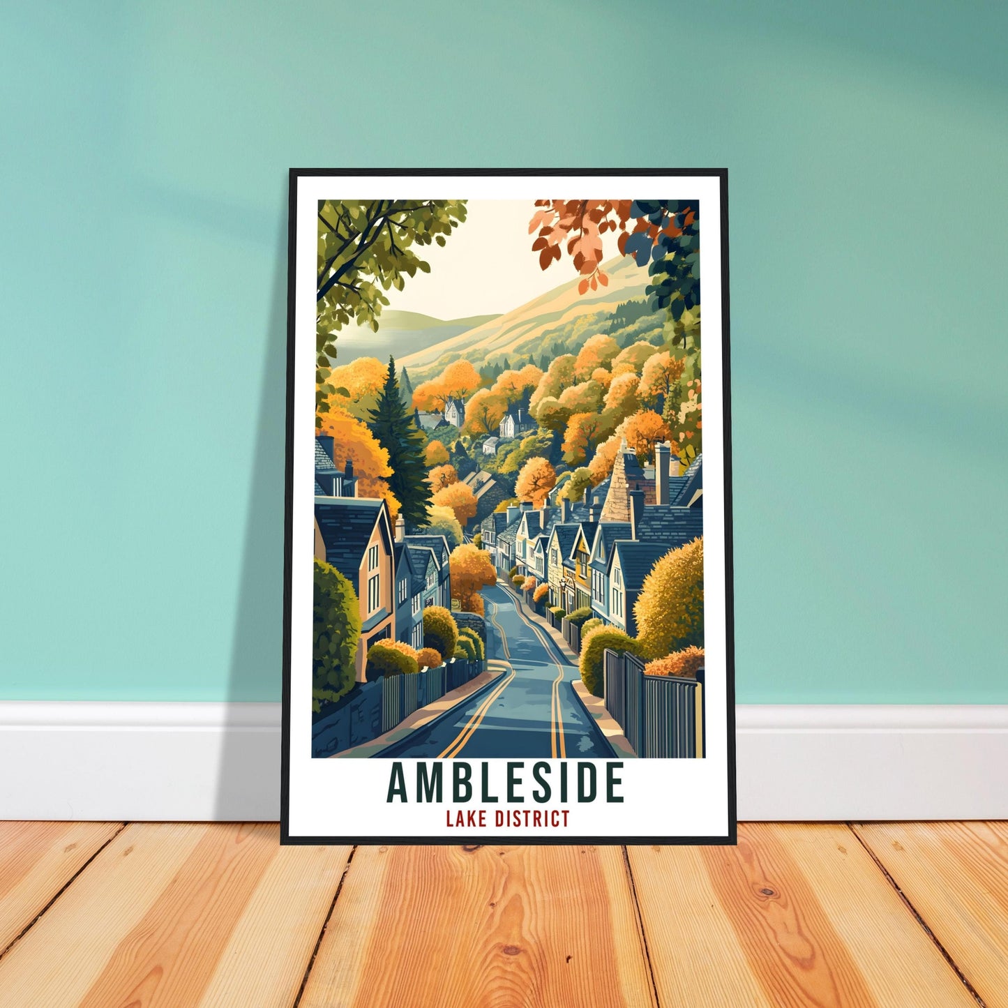 Ambleside Travel Print Lake District Home Decor Ambleside Wall Art Wall Hanging Art Lover Lake District Artwork Travel Poster Cumbria Travel