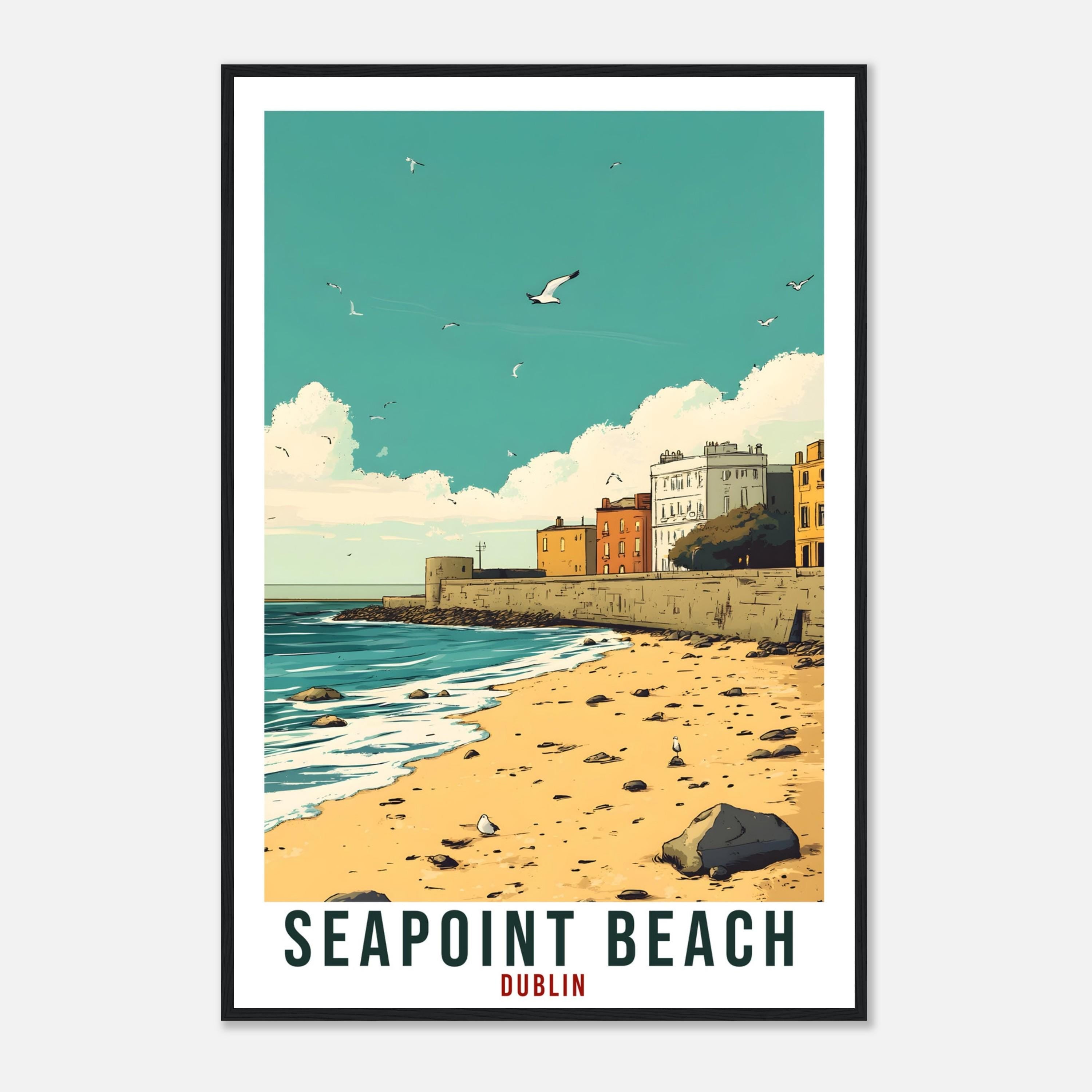Seapoint Beach Dublin Travel Print Ireland Home Wall Art Gift Wall Hanging Dublin Seapoint Beach Artwork Travel Poster Ireland Travel Art