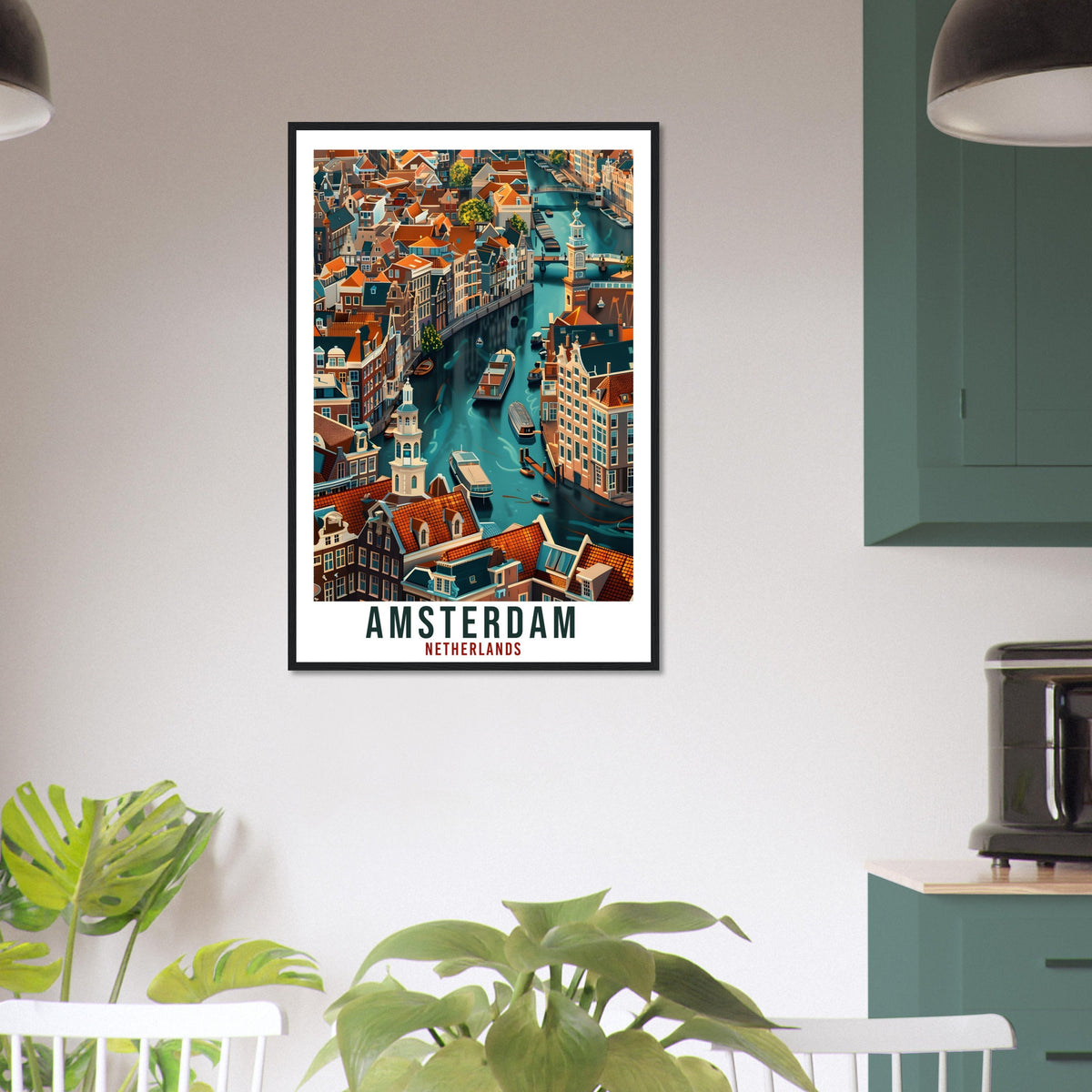 Amsterdam Canals Travel Print Holland Wall Art Wall Hanging Home Décor Amsterdam Gift Gift Dutch Artwork Gift The Netherlands Travel Poster