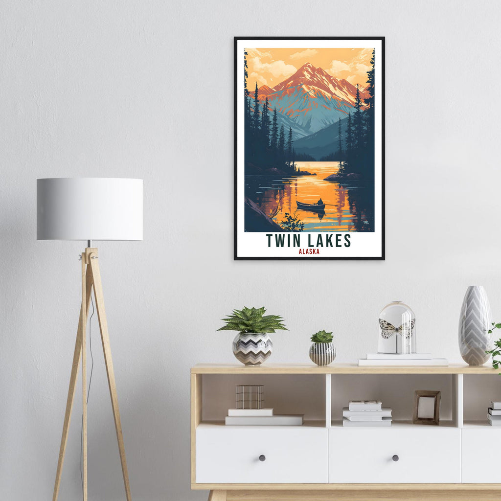 Twin Lakes Travel Print Alaska Home Decoration USA City Wall Art Gift Wall Hanging Art Lover Alaska Artwork Twin Lakes Nature Travel Poster