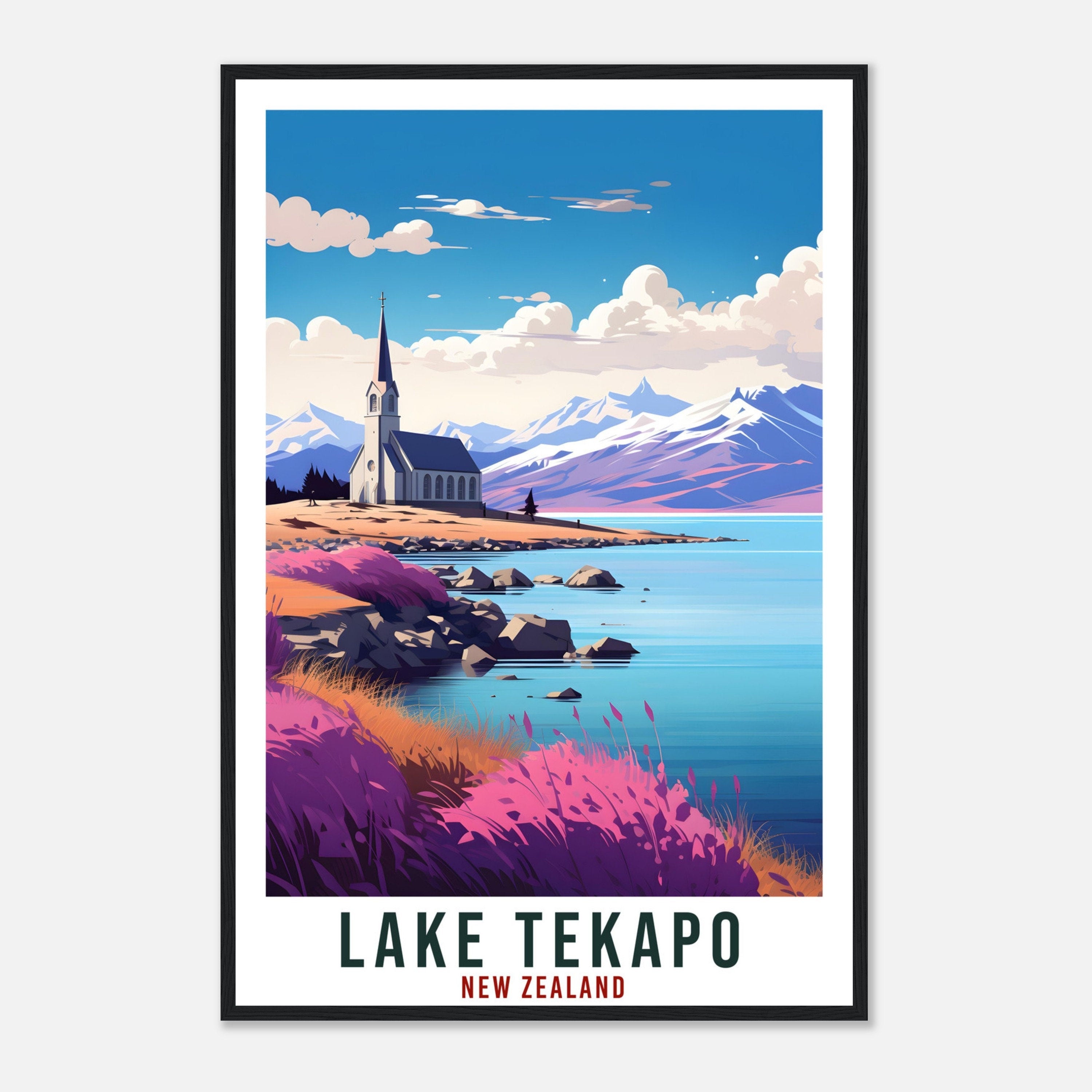 Lake Tekapo Travel Print Wall Art Lake Tekapo New Zealand City Landscape Artwork Tekapo Art Gifts Tekapo Travel Poster New Zealand Art Lover