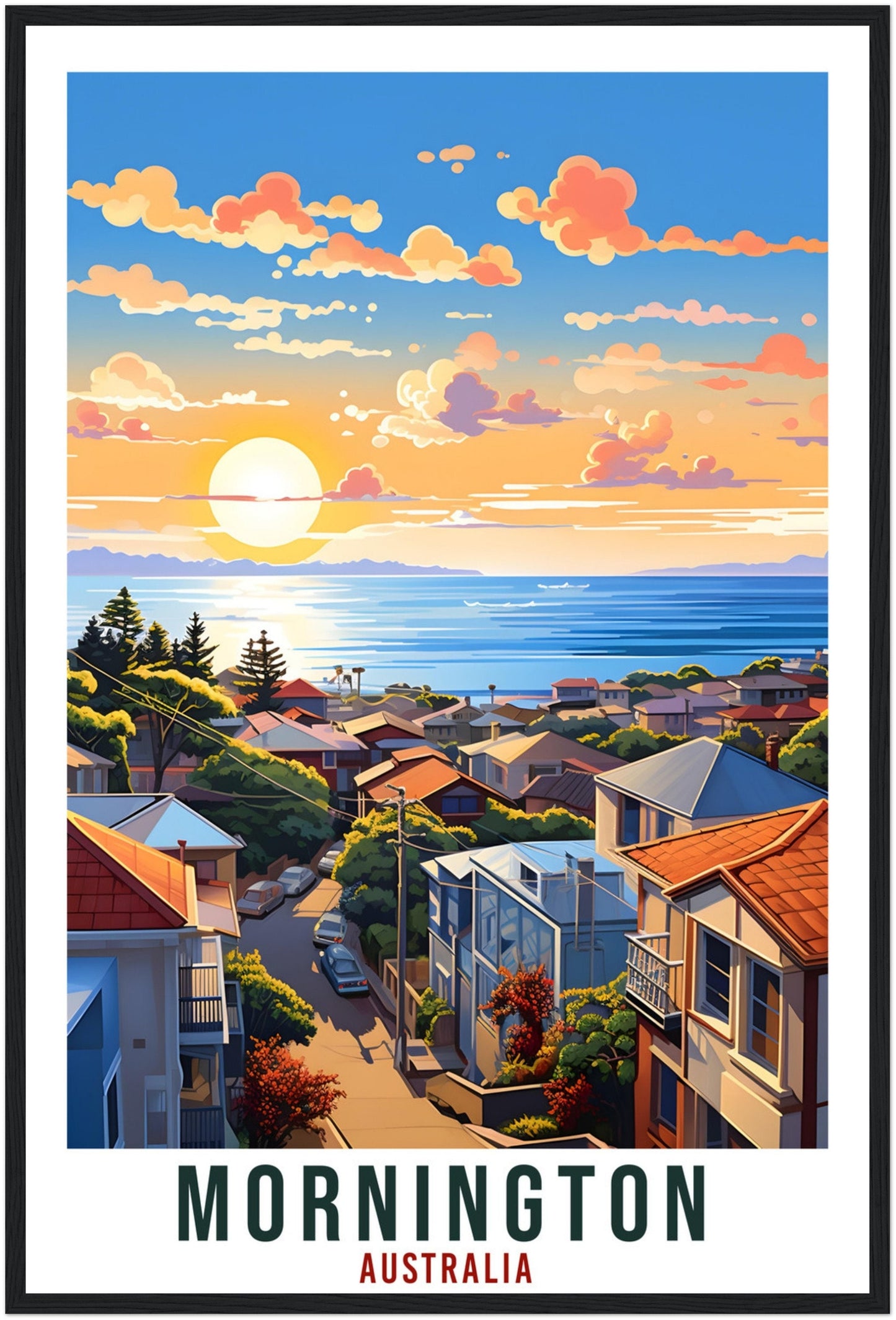 Mornington Australia Travel Print Art Gift Mornington Home Décor Artwork Wall Hanging Mornington Travel Poster Australian Wall Art Sunset