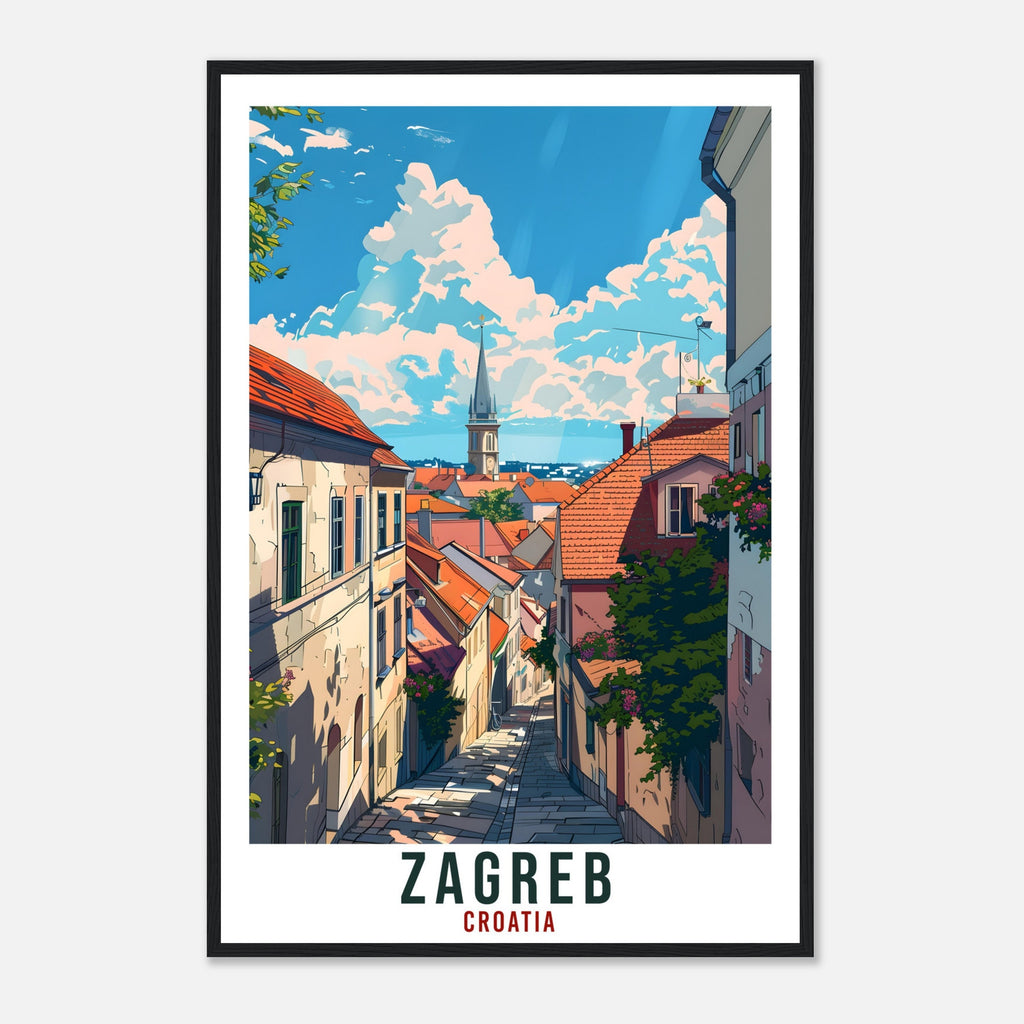 Zagreb Travel Print Croatia Wall Art Wall Hanging Home Décor Zagreb Gift Croatian Landmark Artwork Gift Zagreb Croatia Holiday Travel Poster