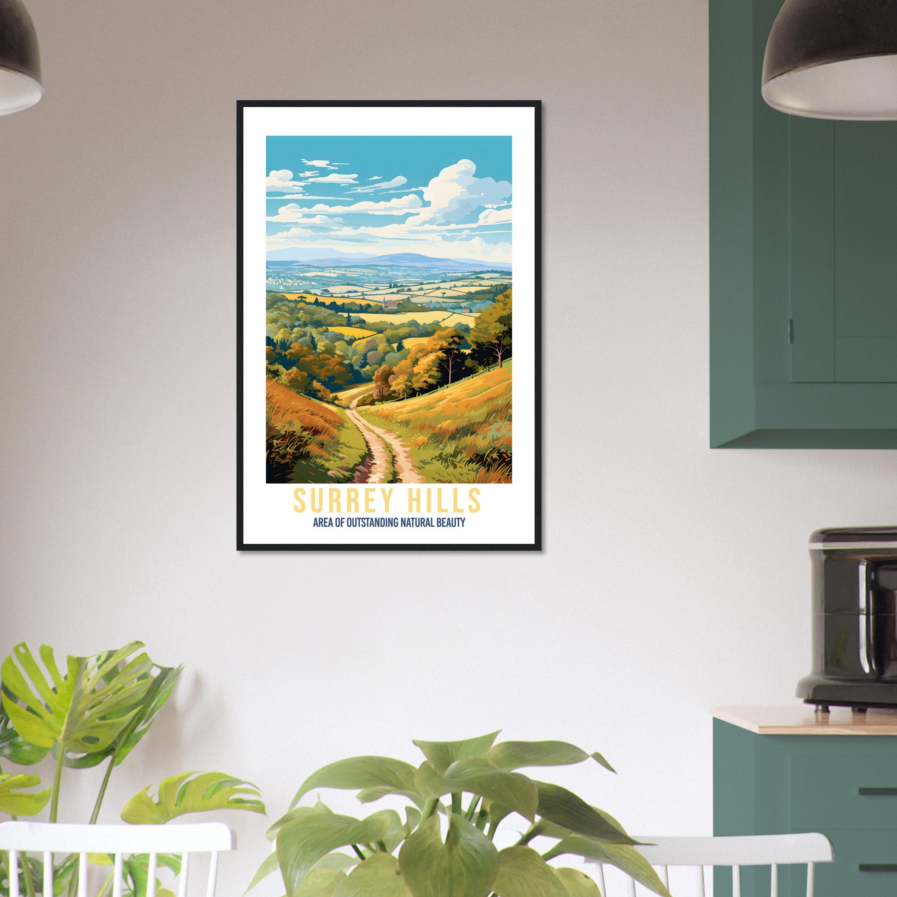 Surrey Hills Travel Print Surrey Hills Home Decoration Mountain Landscape England Nature Wall Hanging Surrey Hills Artwork Travel Poster