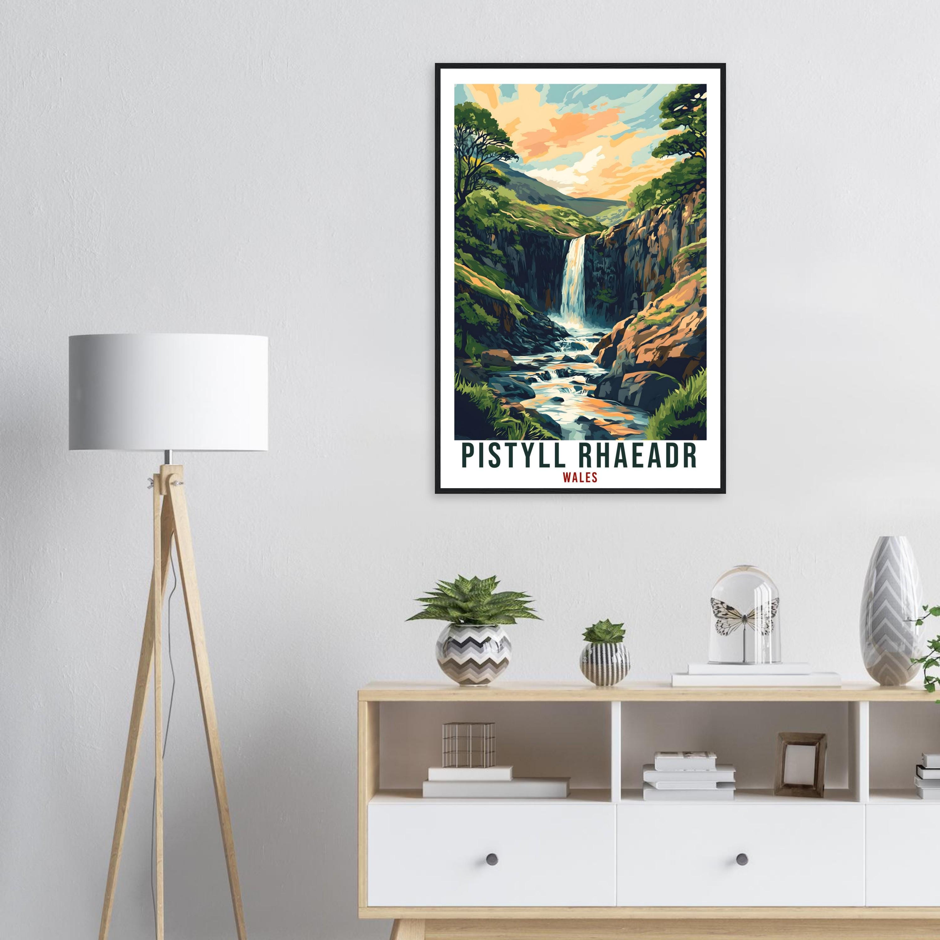 Pistyll Rhaeadr Travel Print Wales Home Decor Pistyll Rhaeadr Wall Art Wall Hanging Art Lover Wales Artwork Travel Poster Pistyll Rhaeadr