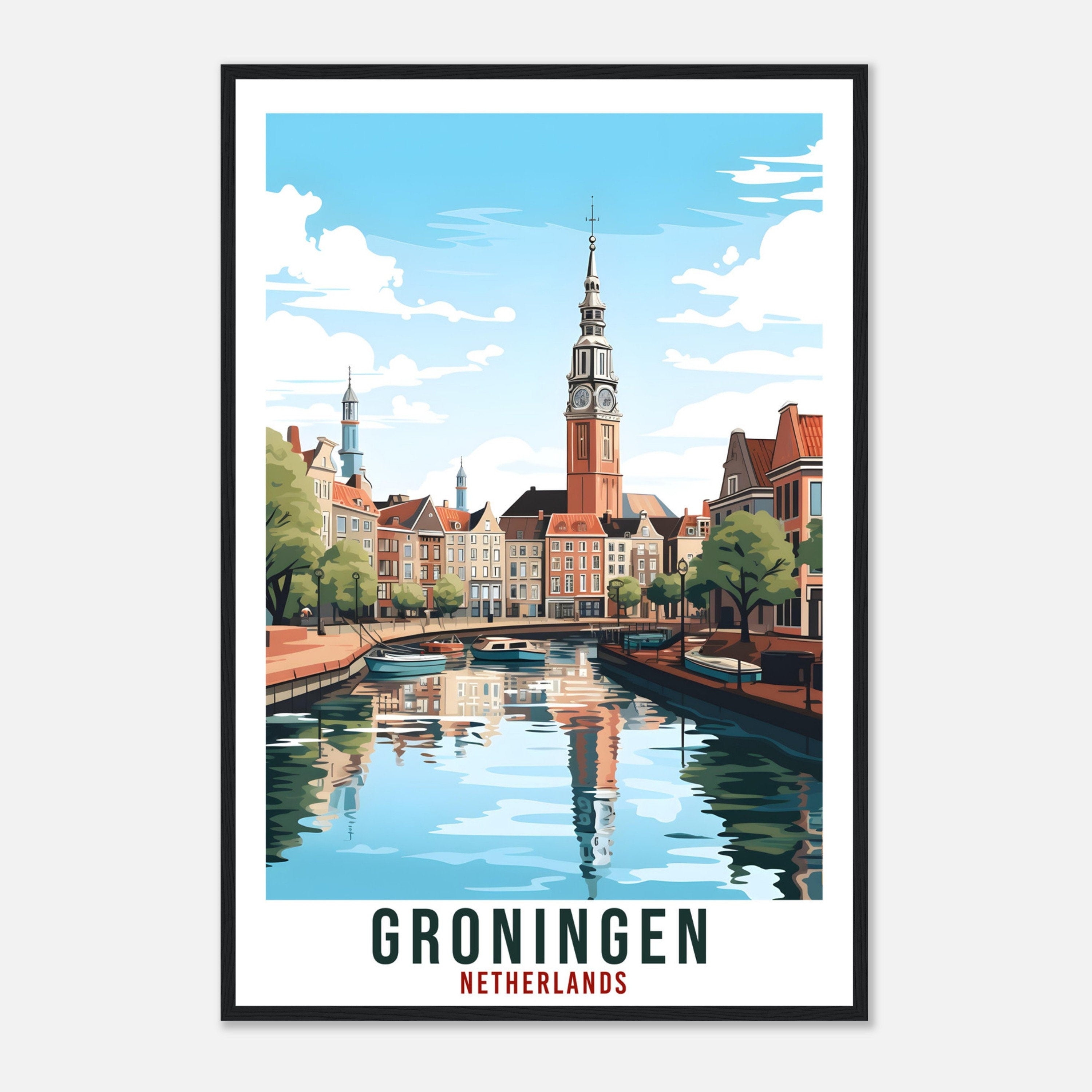 Groningen Travel Print Holland Wall Art Wall Hanging Home Décor Groningen Gift Art Lovers Dutch Artwork Gift The Netherlands Travel Poster