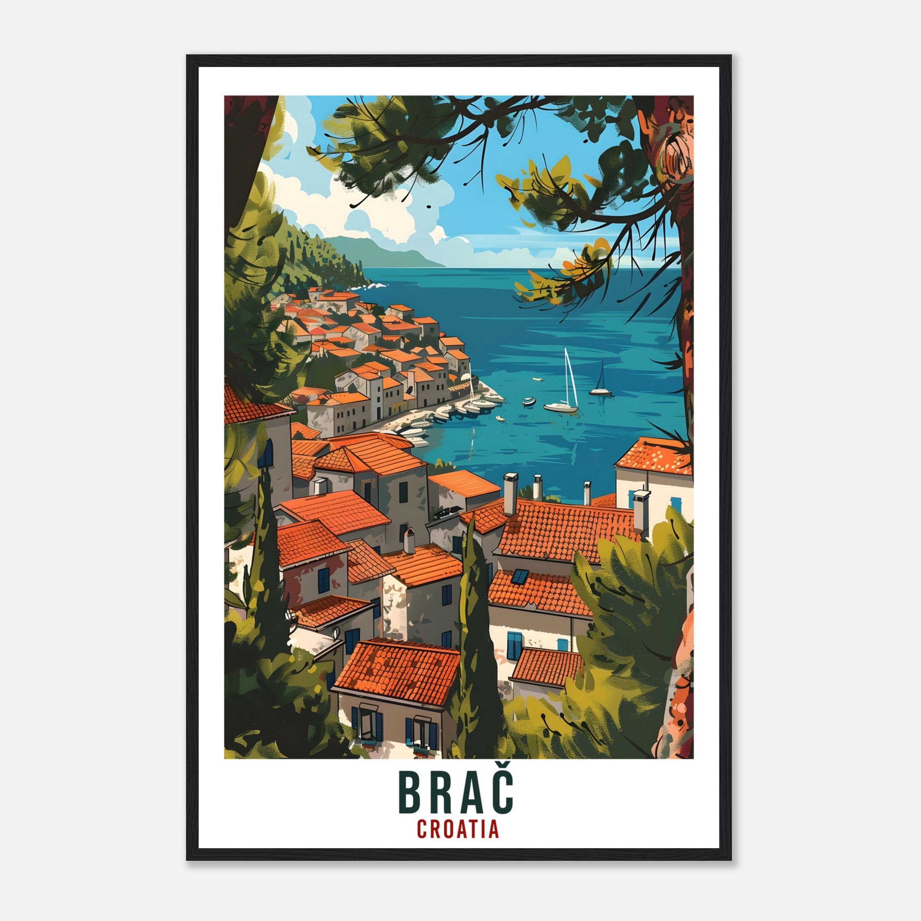Brač Travel Print Croatian Island Wall Art Wall Hanging Home Décor Brač Croatia Landmark Artwork Gift Brač Croatia Holiday Travel Poster