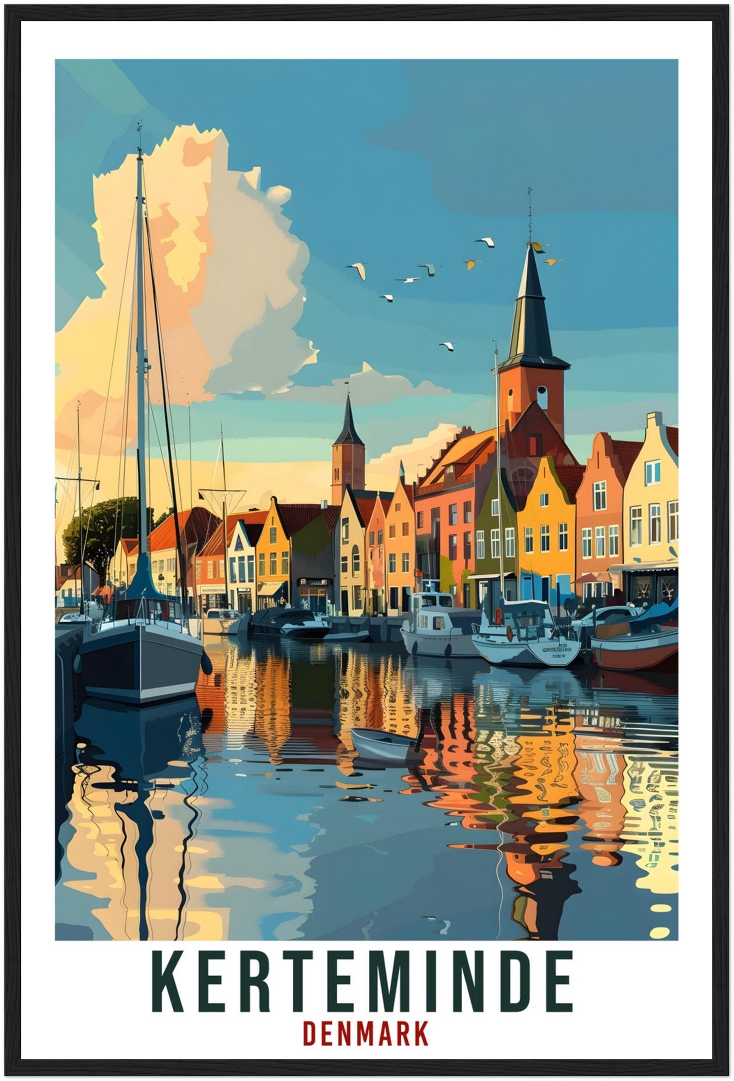 Kerteminde Travel Print Denmark Wall Art Wall Hanging Home Living Décor Kerteminde Gift Art Lovers Denmark Artwork Gift Danish Travel Poster