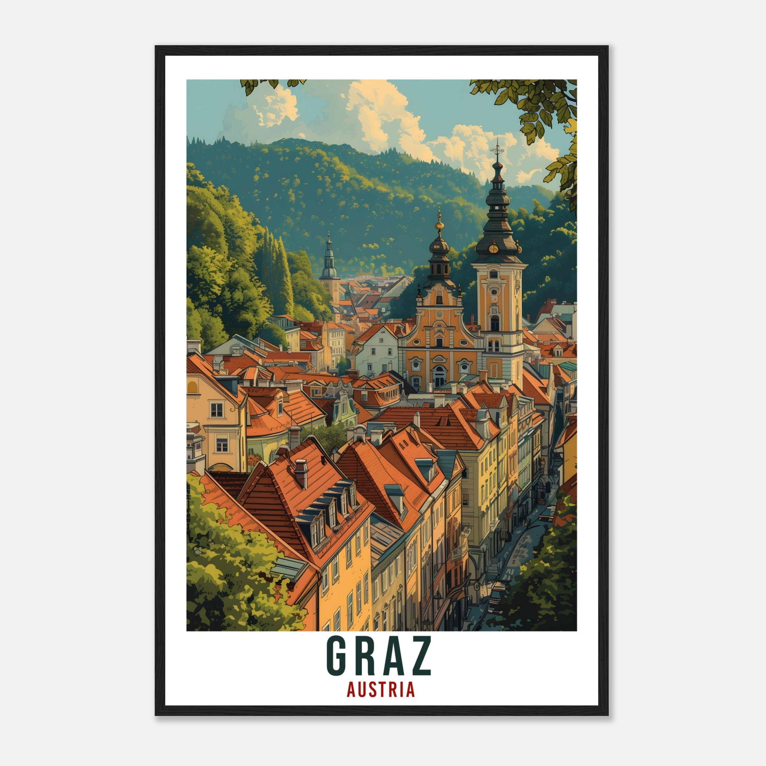 Graz Gift Travel Print Austria Home Decoration Graz Austrian City Wall Art Gift Wall Hanging Art Lover Austria Artwork Graz Travel Poster